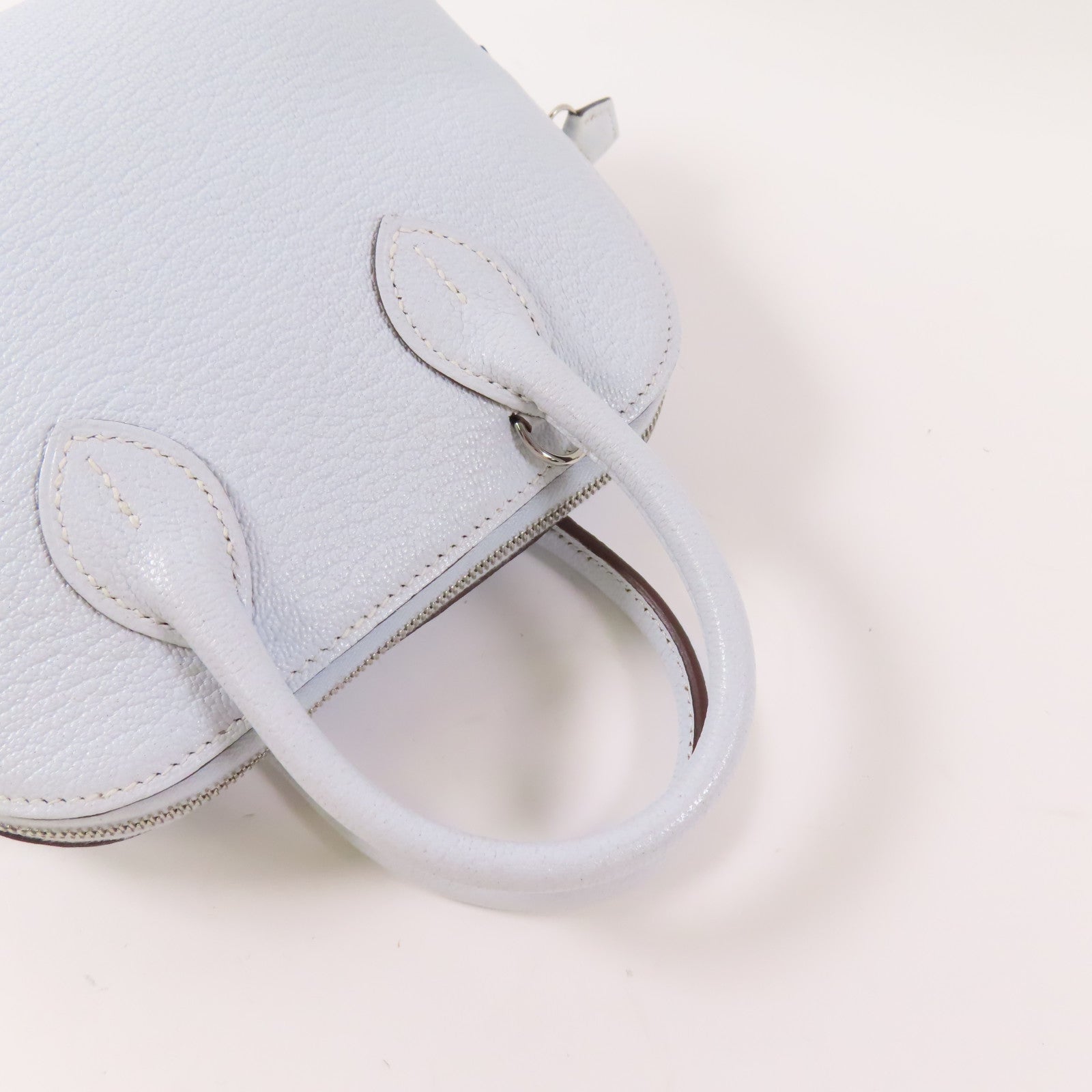 HERMES Chevre皮革Mini Bolide銀扣手挽肩背兩用袋
