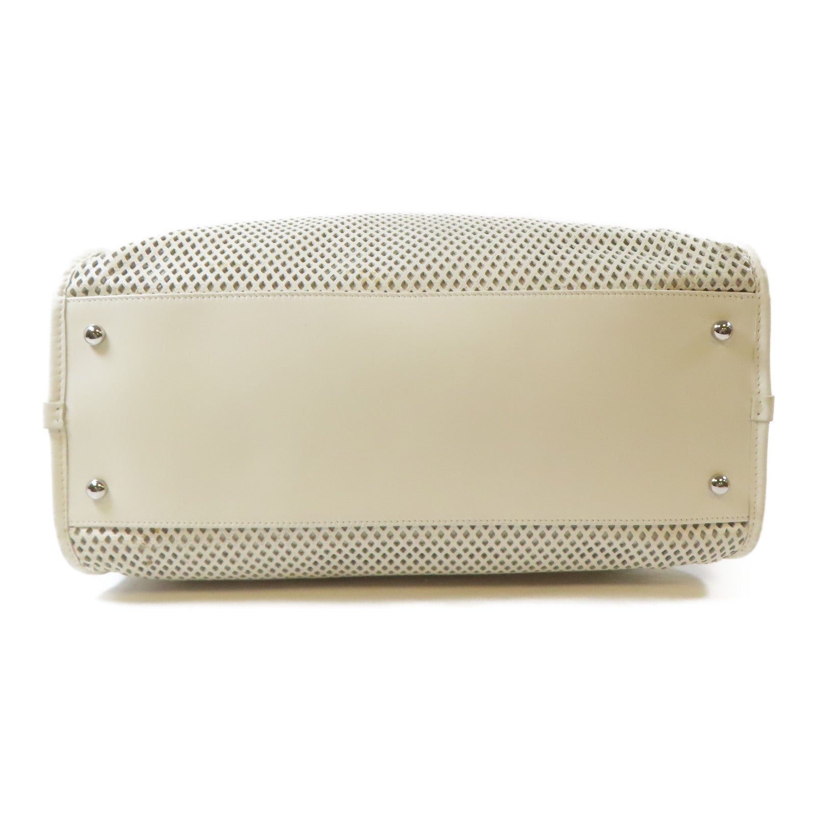 CHANEL 牛皮皮革Chain Shoulder Bag銀扣手挽肩背兩用袋白色