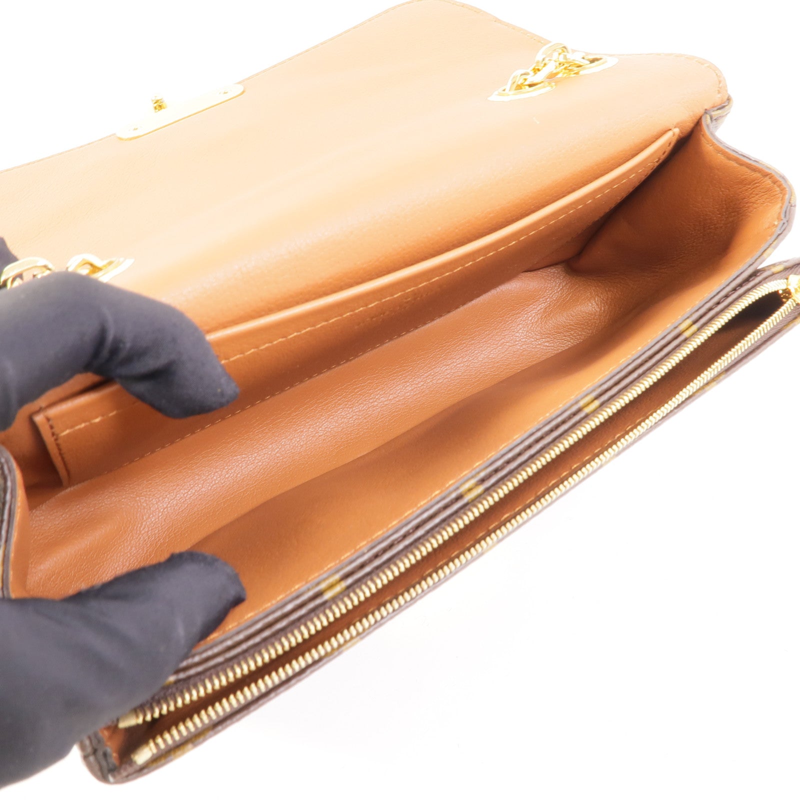 LOUIS VUITTON Monogram Marceau金扣鏈帶肩背袋棕色