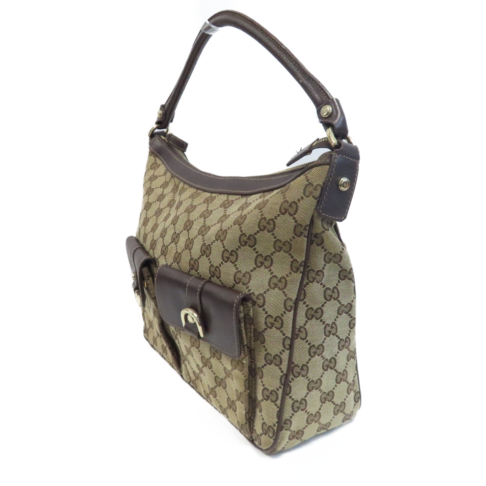 GUCCI 帆布Shoulder Bag金扣肩背袋啡色