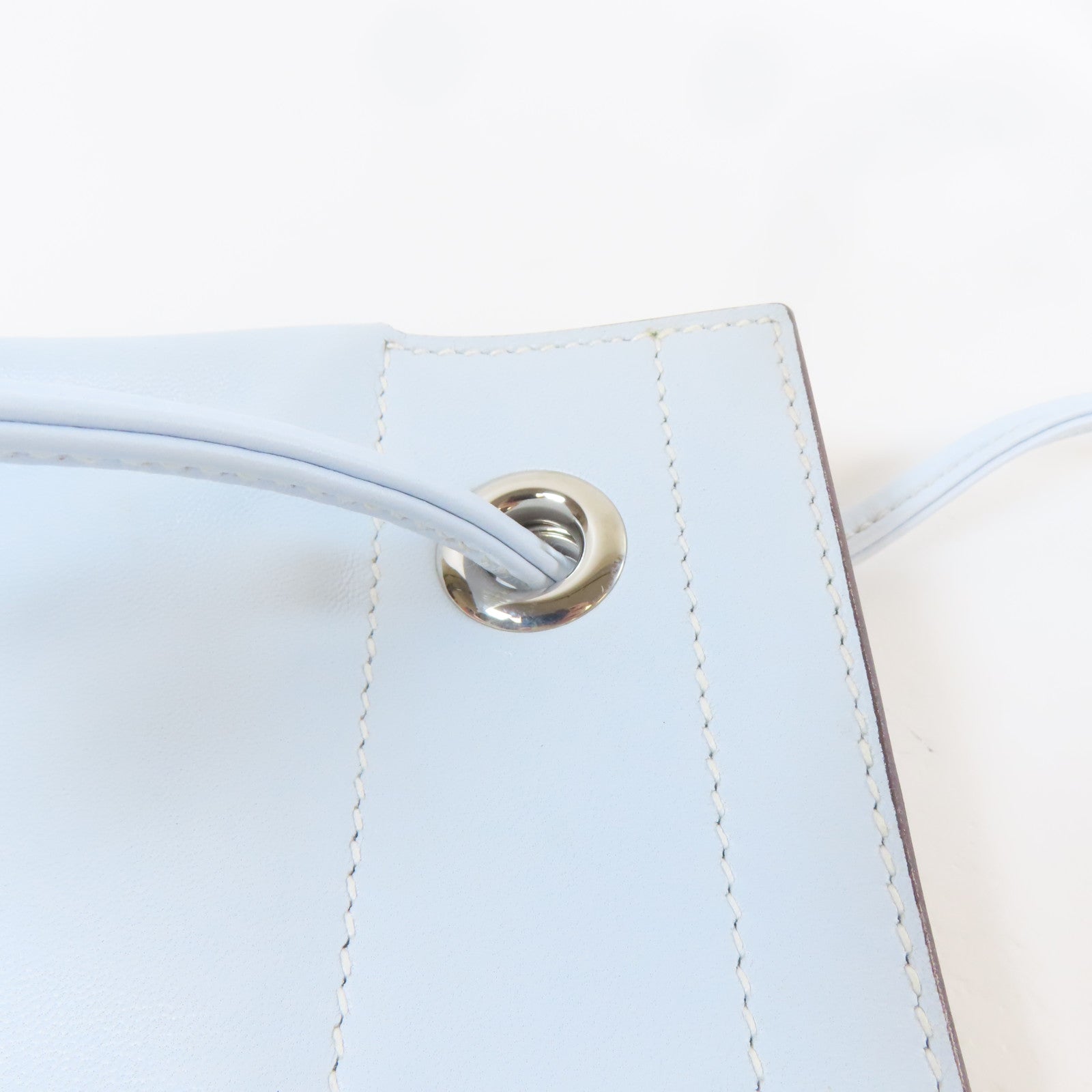 HERMES Veau Swift皮革Aline銀扣肩背袋霧藍色