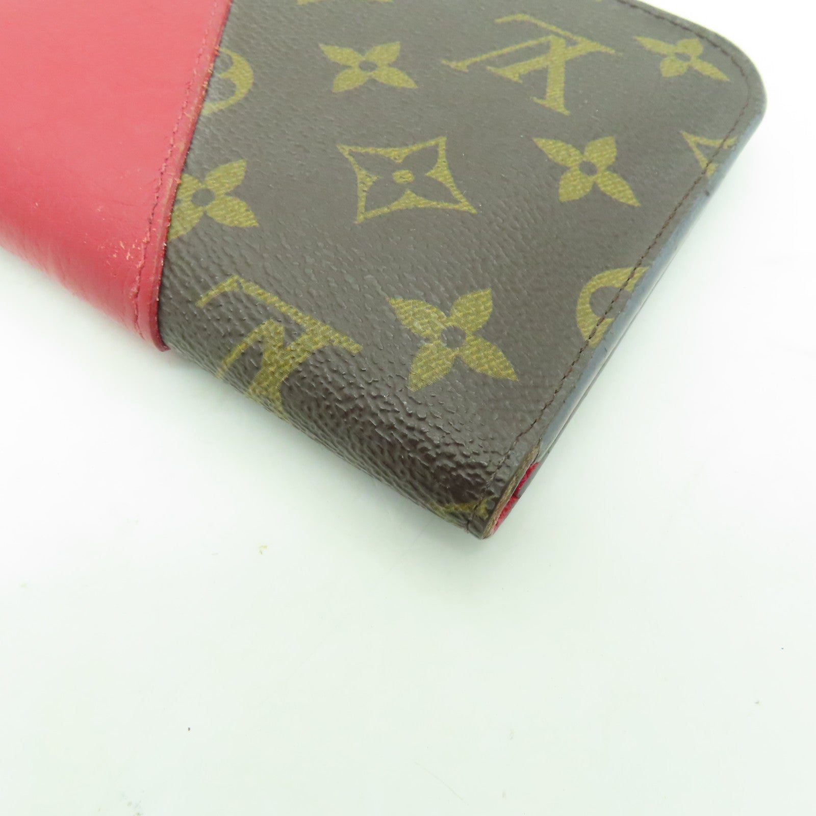 LOUIS VUITTON 【清倉大減價】Monogram Portefeuil Kimono金扣長錢包啡色/紅色