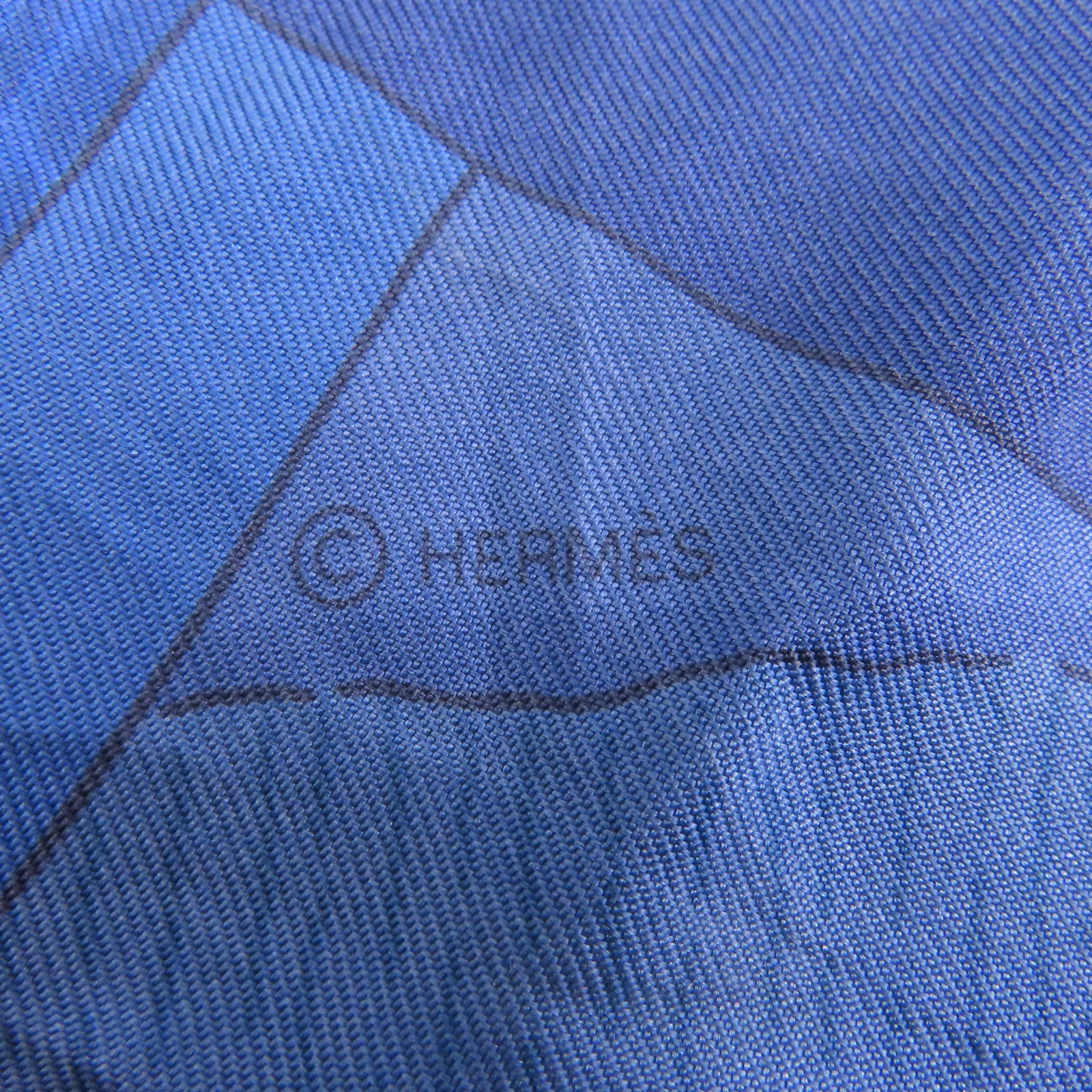 HERMES 絲質Scarf絲巾藍色