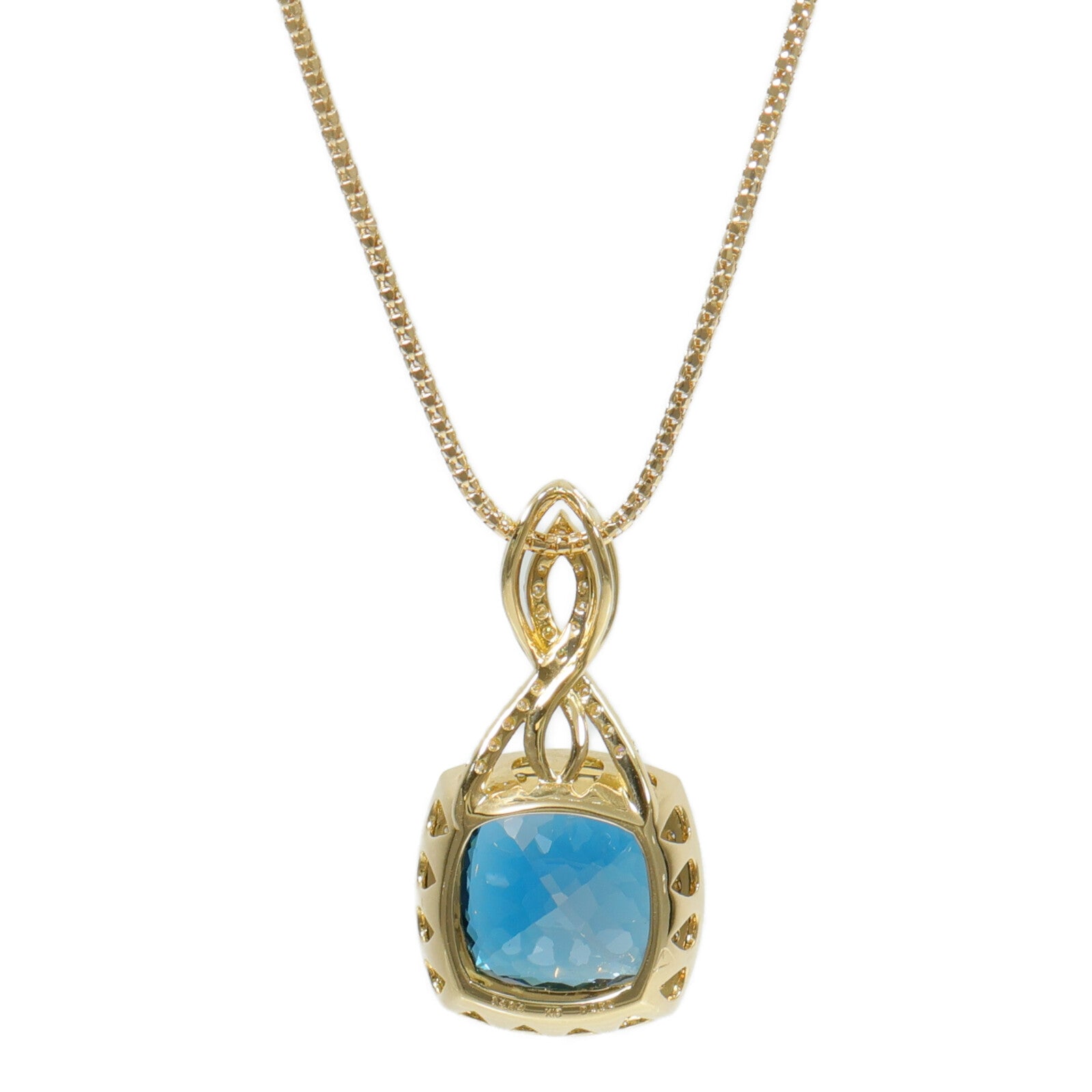 JEWELRY 18K黃金Blue Topaz Diamond Necklace藍黃玉/鑽石項鍊