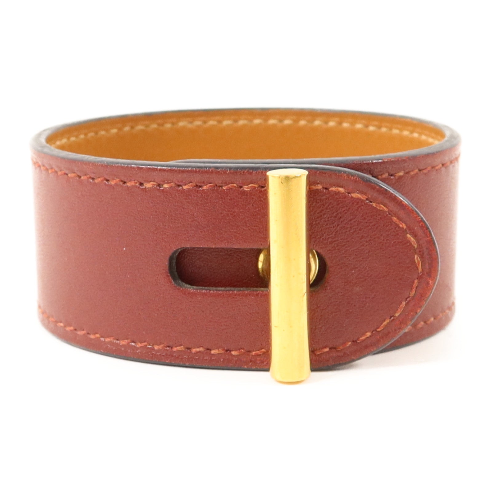 HERMES 【激減優惠】Tadelakt皮革Cuir Hydra Bracelet金扣手鐲Rouge H