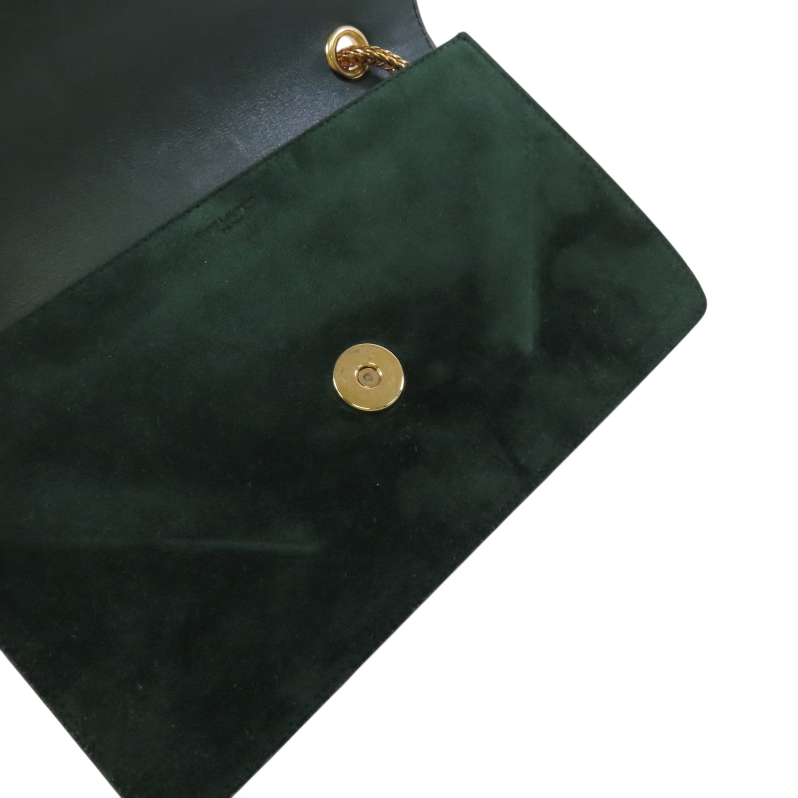 SAINT LAURENT 麂皮皮革Shoulder Bag金扣鏈帶肩背袋