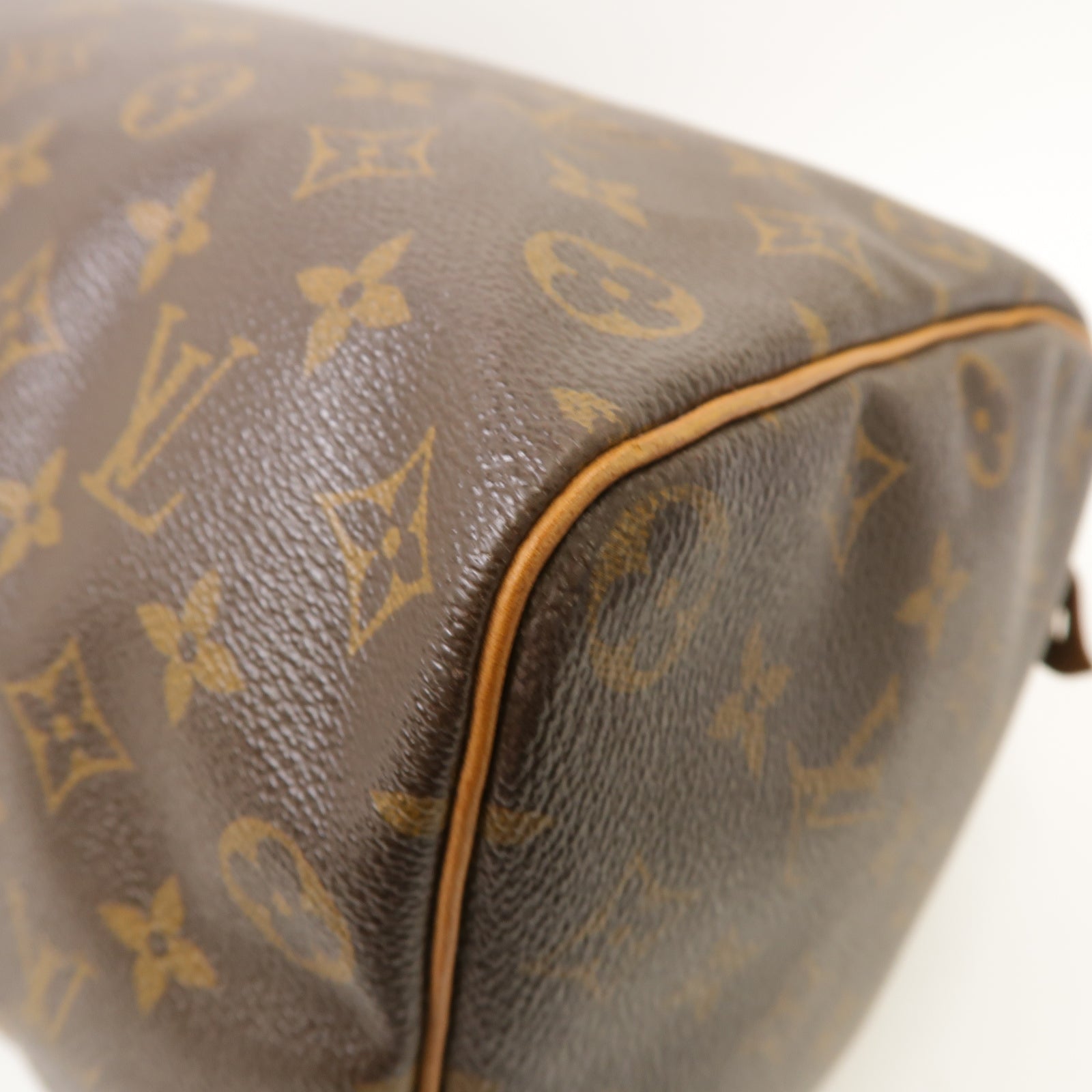 LOUIS VUITTON Monogram Speedy 35金扣手挽袋棕色