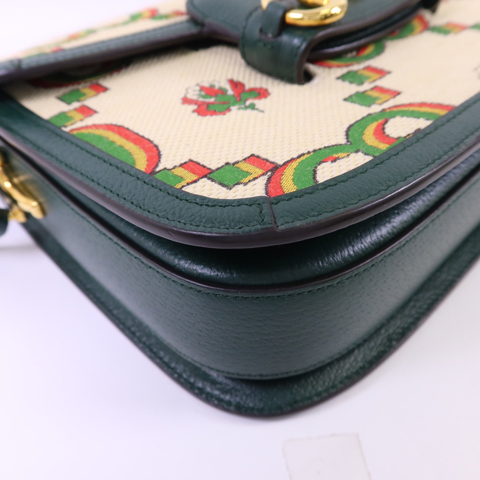 GUCCI 帆布Horsebit 1955 Medium金扣肩背袋
