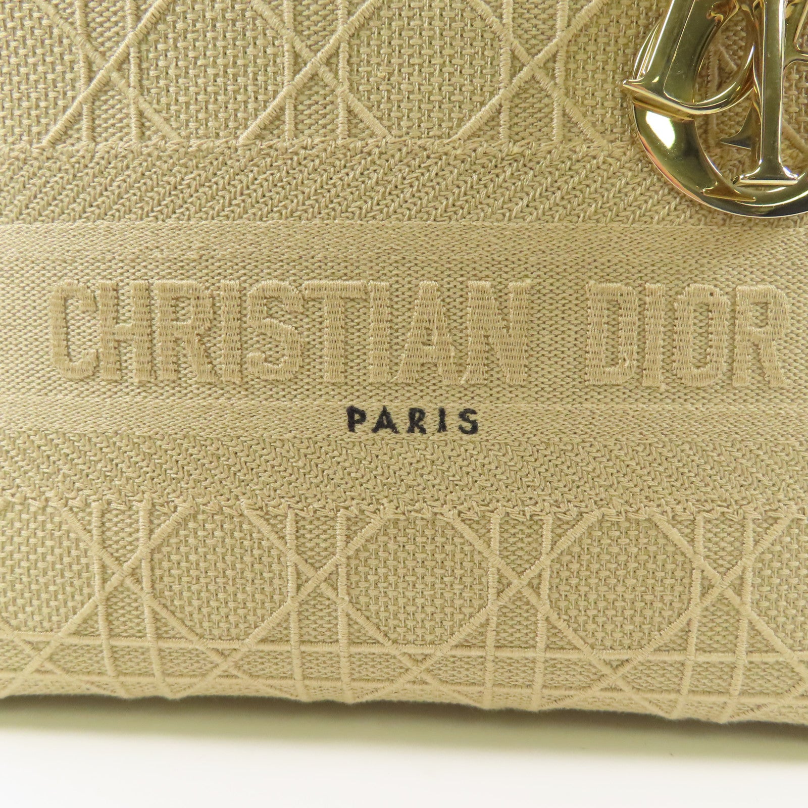 Dior 帆布Lady Dior金扣手挽肩背兩用袋