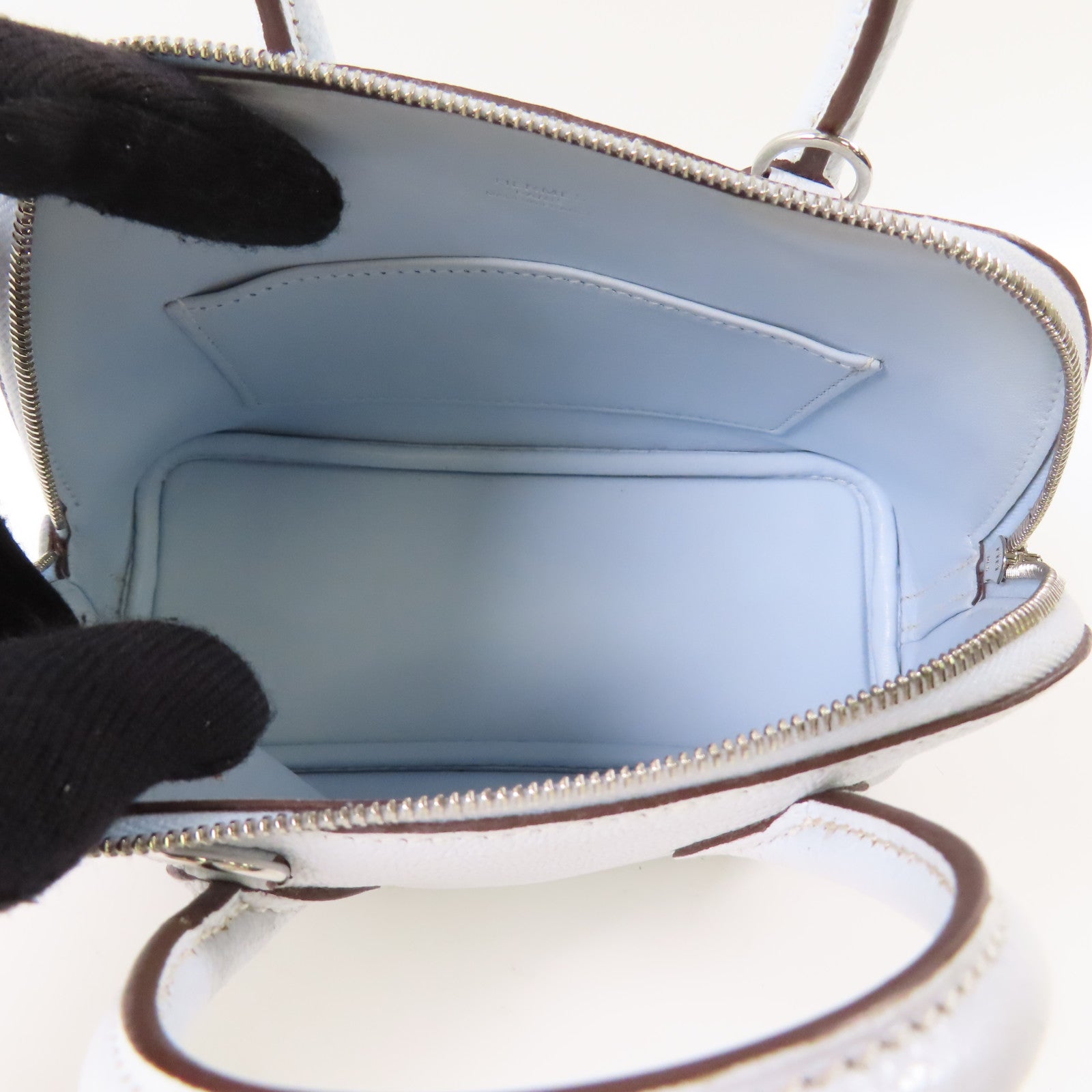 HERMES Chevre皮革Mini Bolide銀扣手挽肩背兩用袋
