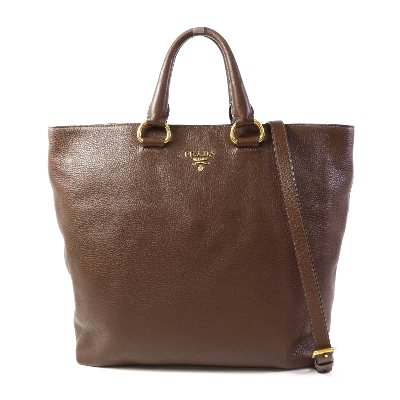 PRADA 牛皮皮革2 way Shoulder金扣手挽肩背兩用袋