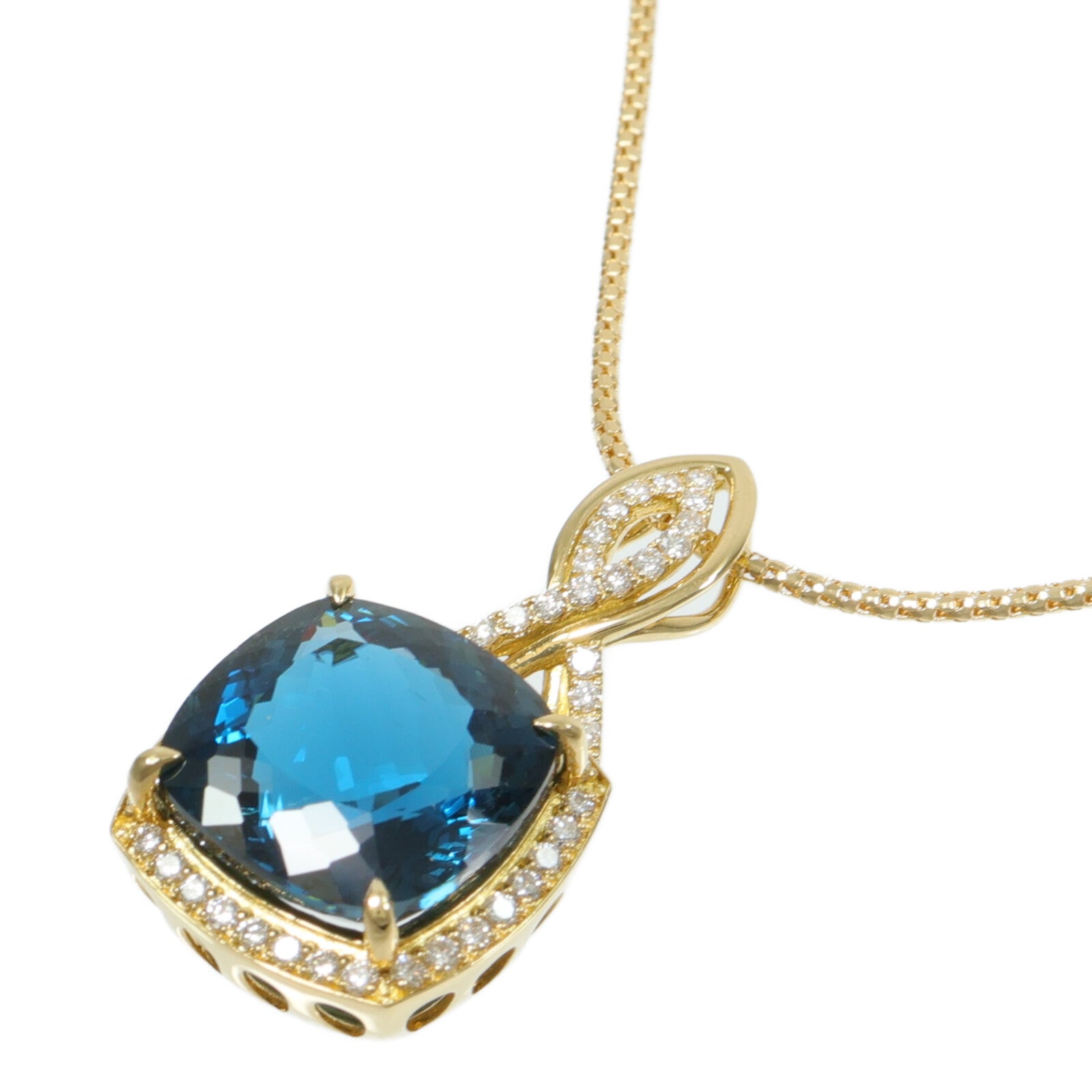 JEWELRY 18K黃金Blue Topaz Diamond Necklace藍黃玉/鑽石項鍊