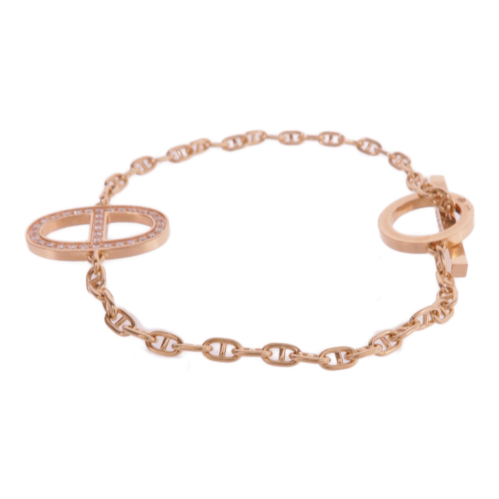 HERMES 18K玫瑰金Chaine d'ancre Contour Bracelet鑽石手鏈