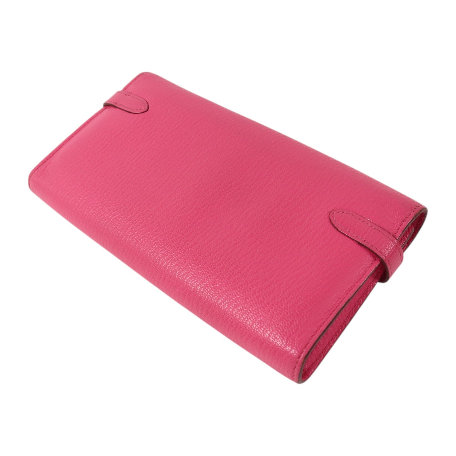HERMES Chevre皮革Kelly Long Wallet銀扣長錢包Rose Mexico