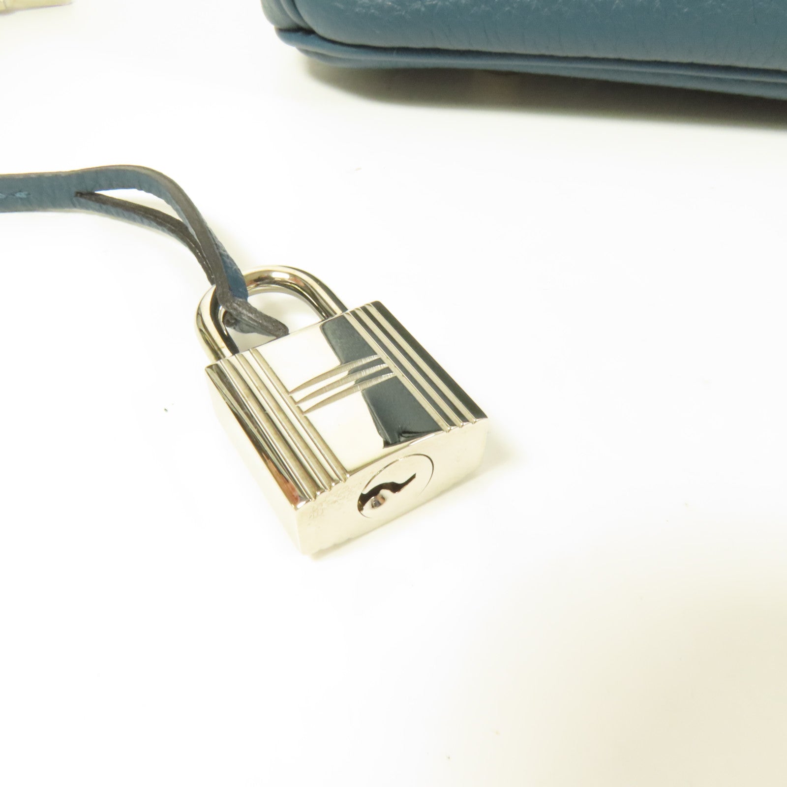 HERMES Clemence皮革Birkin 30銀扣手挽袋Vert Bosphore