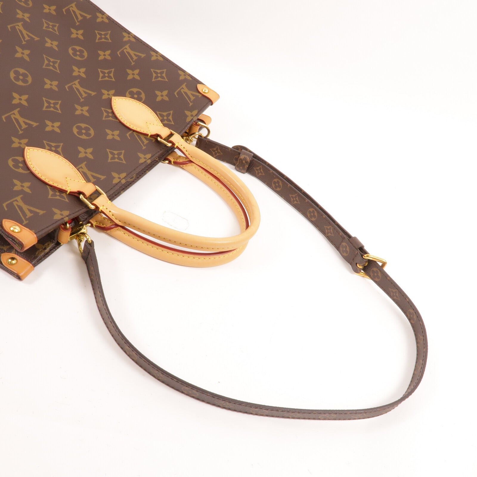 LOUIS VUITTON Monogram Sac Plat PM金扣手挽肩背兩用袋