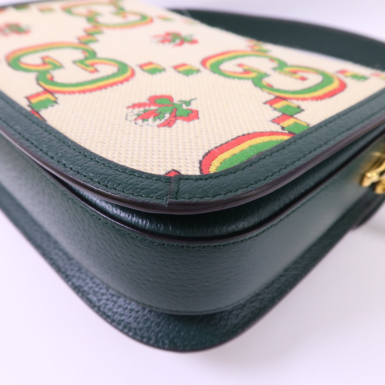 GUCCI 帆布Horsebit 1955 Medium金扣肩背袋