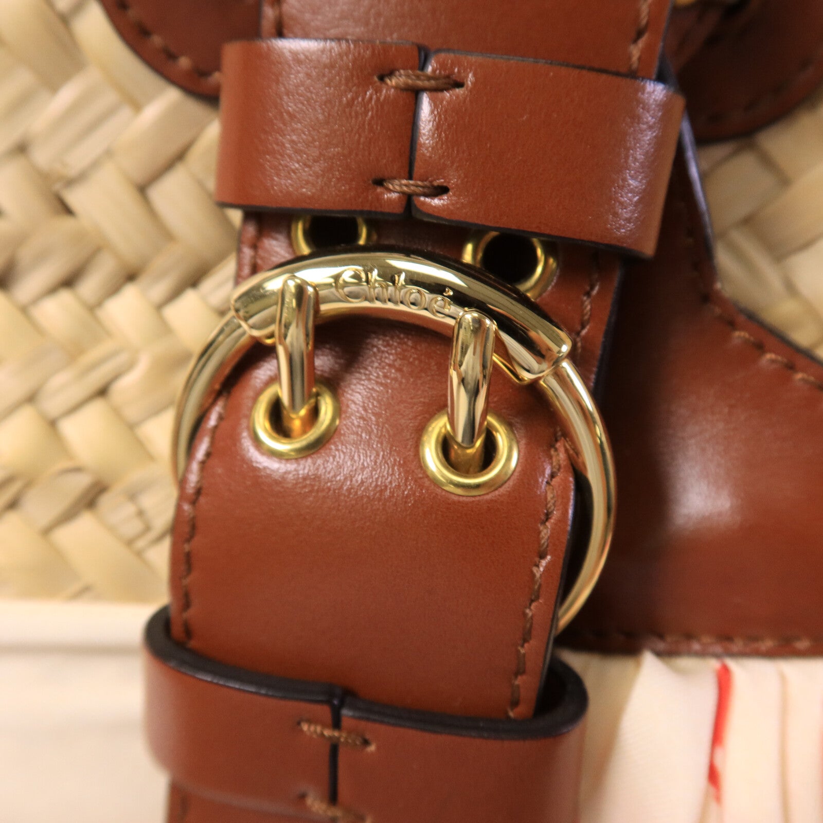 Chloe 皮革/藤料Panier Backet Bag手挽袋