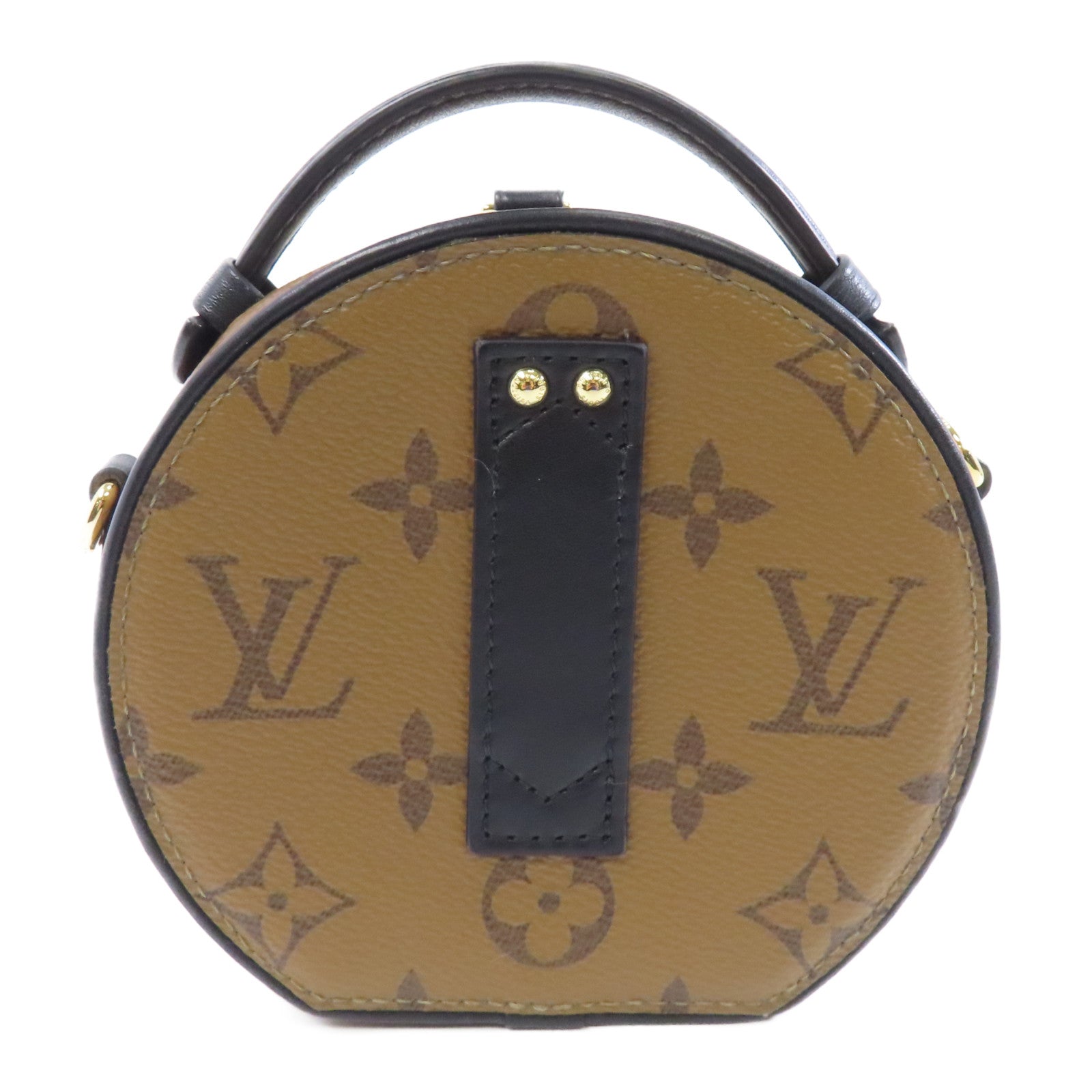 LOUIS VUITTON Monogram Reverse Mini Boite Chapeau金扣手挽肩背兩用袋棕色