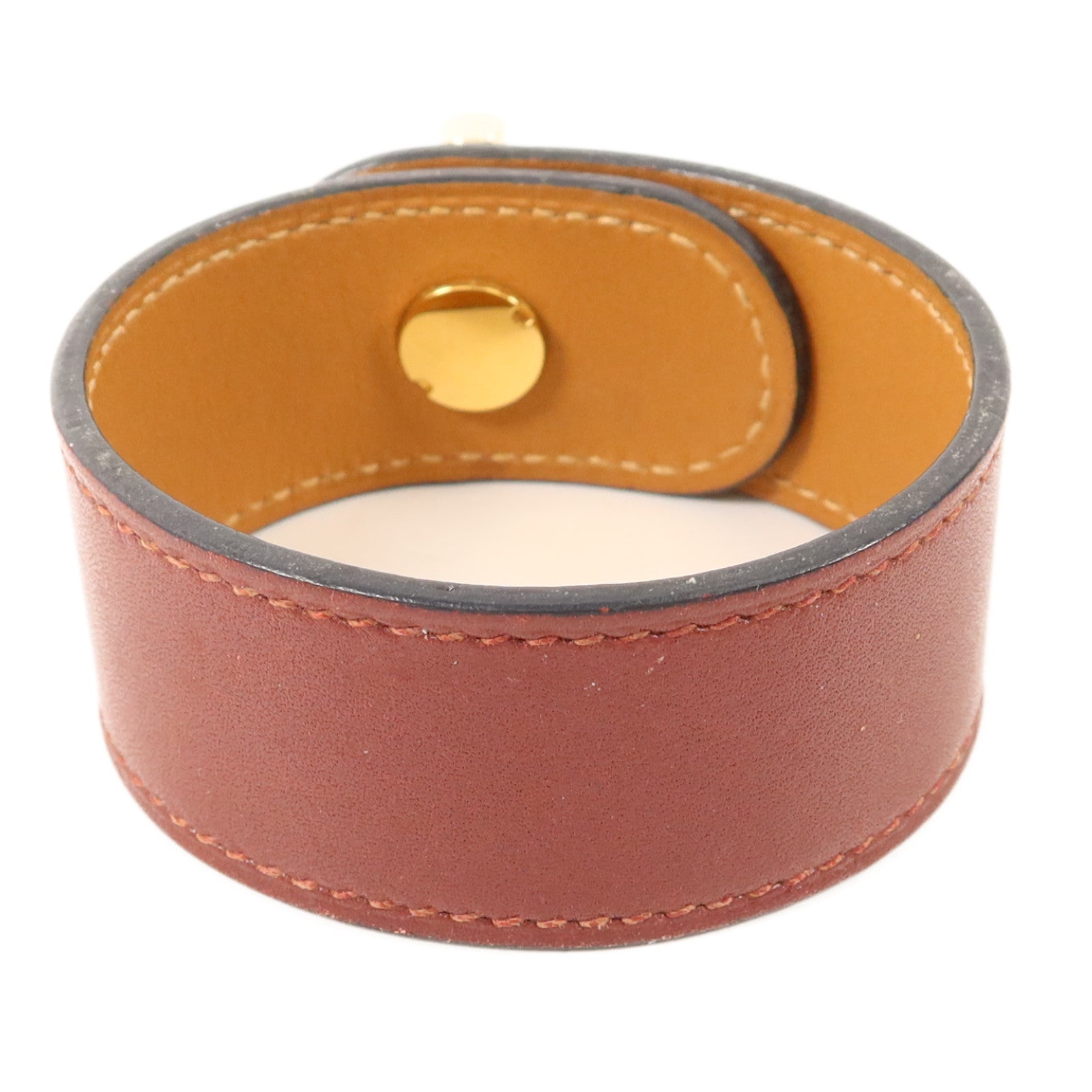 HERMES 【激減優惠】Tadelakt皮革Cuir Hydra Bracelet金扣手鐲Rouge H