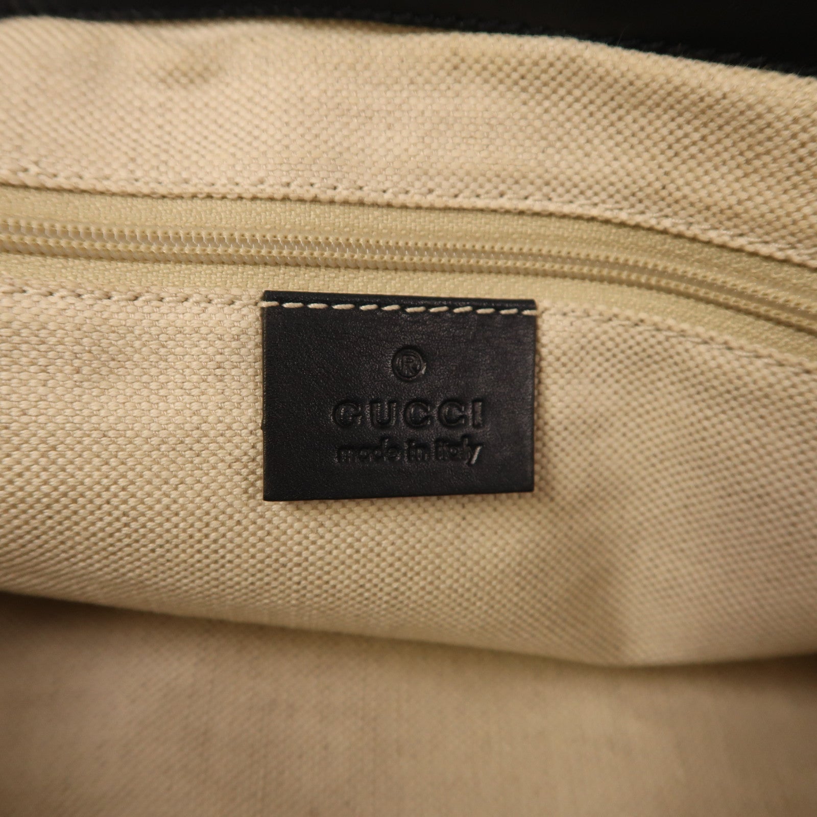 GUCCI 帆布2 Way Shoulder金扣手挽肩背兩用袋米色/藍色