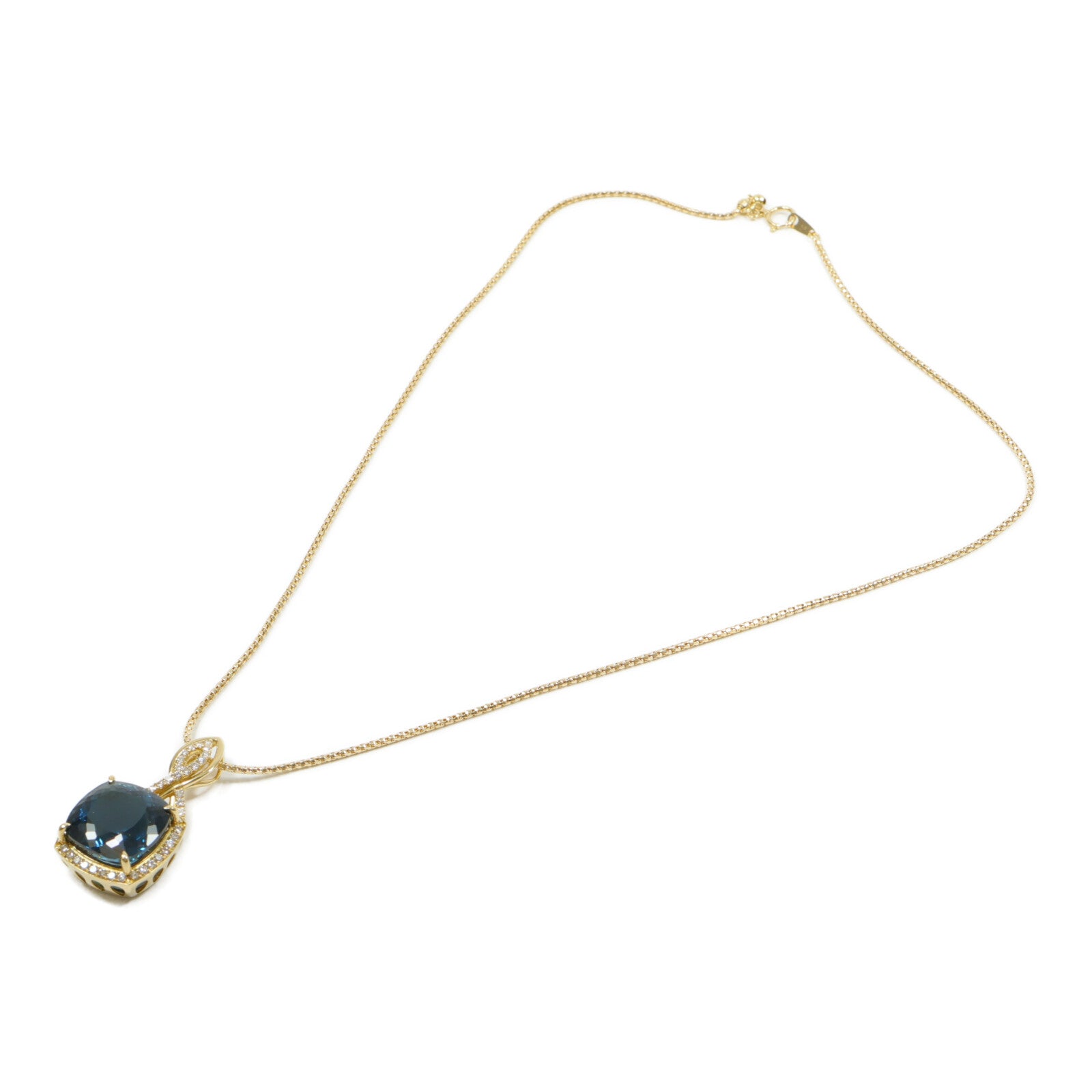 JEWELRY 18K黃金Blue Topaz Diamond Necklace藍黃玉/鑽石項鍊