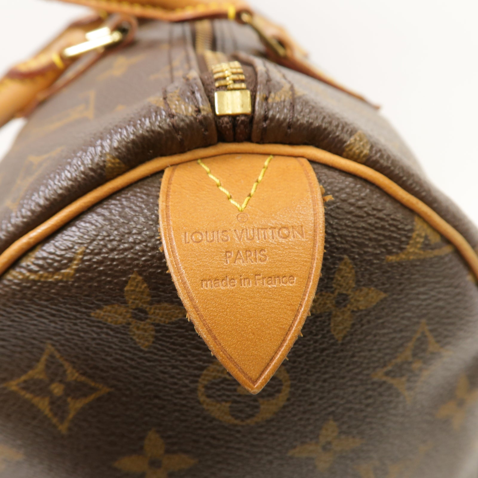 LOUIS VUITTON Monogram Speedy 35金扣手挽袋棕色
