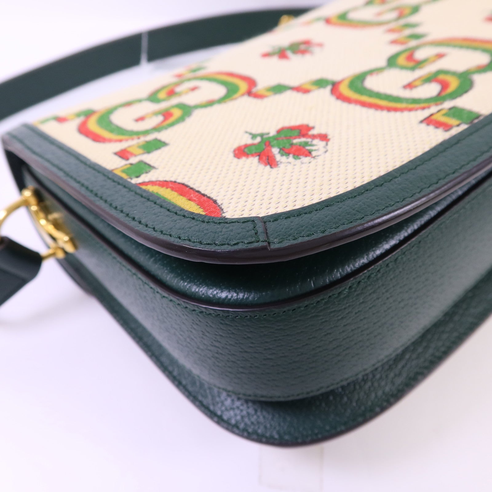 GUCCI 帆布Horsebit 1955 Medium金扣肩背袋