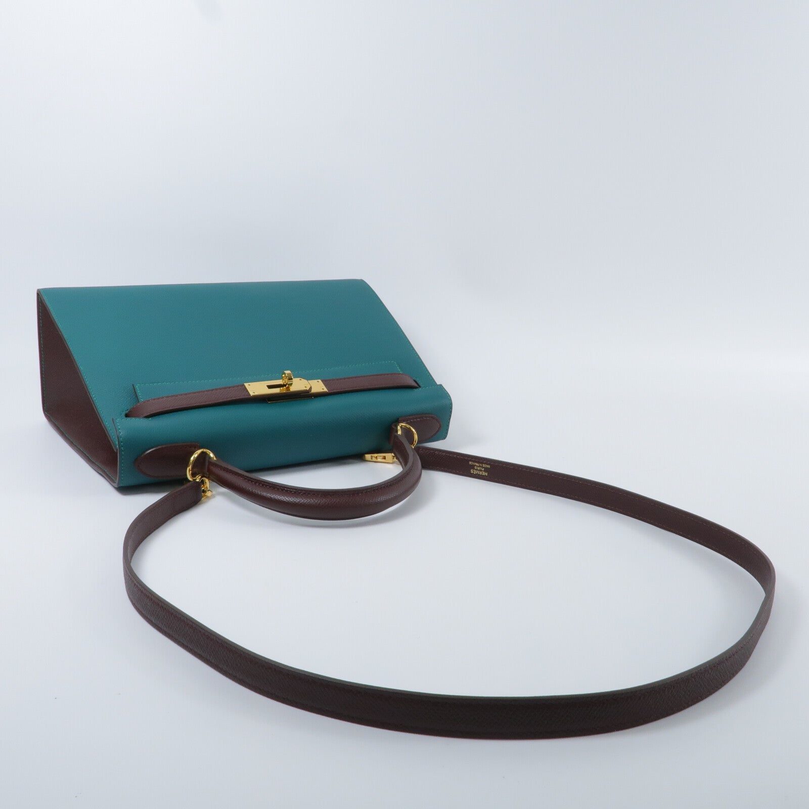 HERMES Epsom皮革Kelly 28 SPO手挽肩背兩用袋Malachite/Rouge Sell