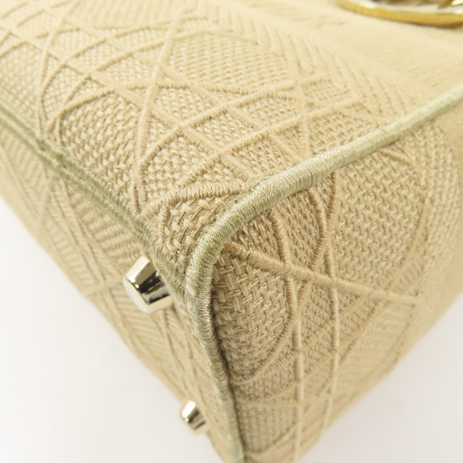 Dior 帆布Lady Dior金扣手挽肩背兩用袋