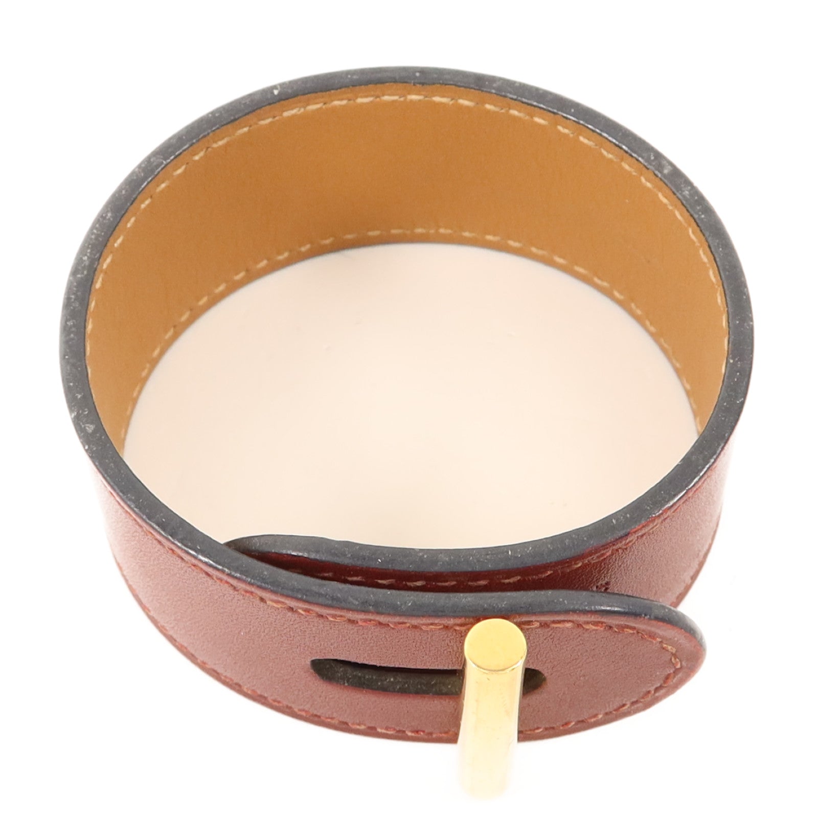 HERMES 【激減優惠】Tadelakt皮革Cuir Hydra Bracelet金扣手鐲Rouge H