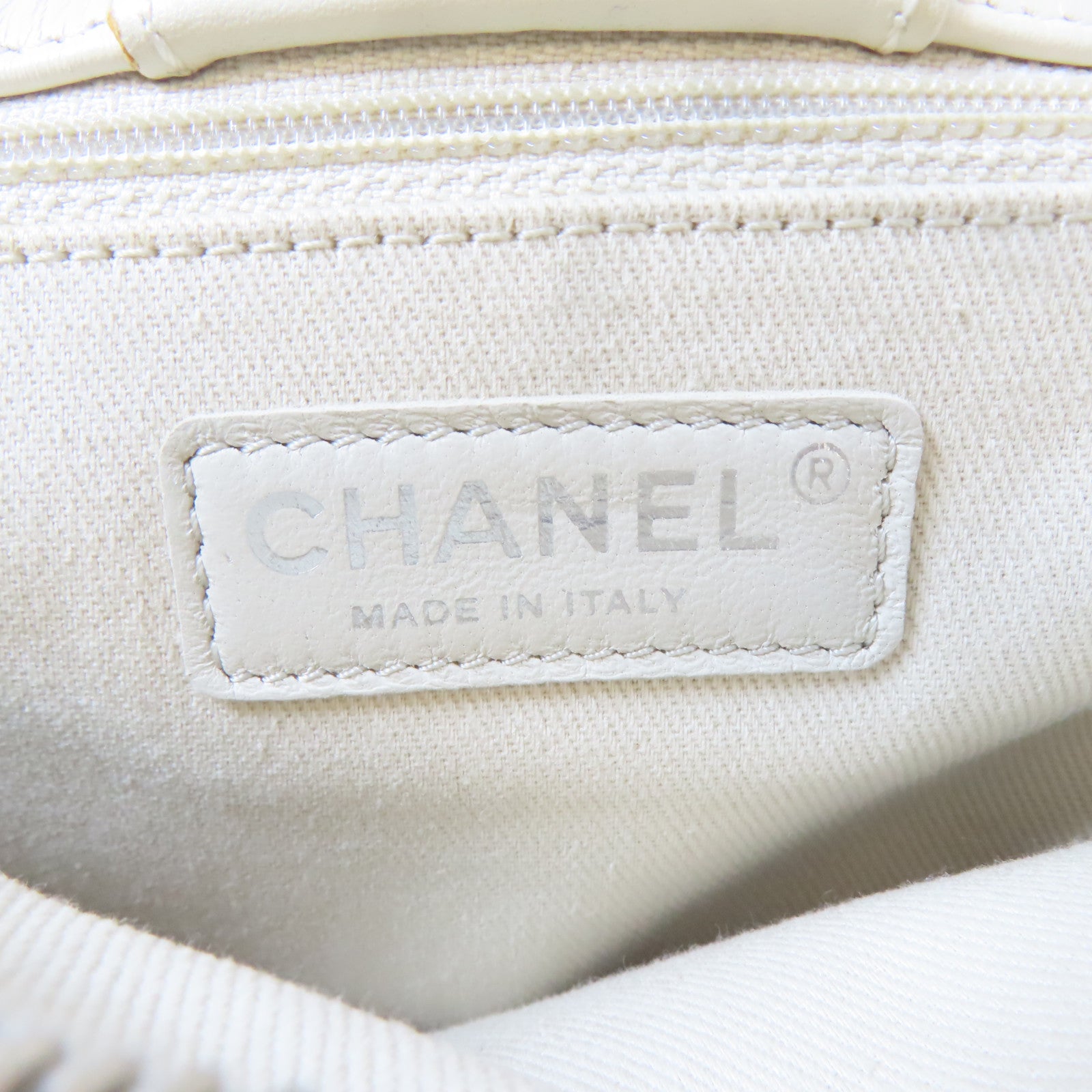 CHANEL 牛皮皮革Chain Shoulder Bag銀扣手挽肩背兩用袋白色