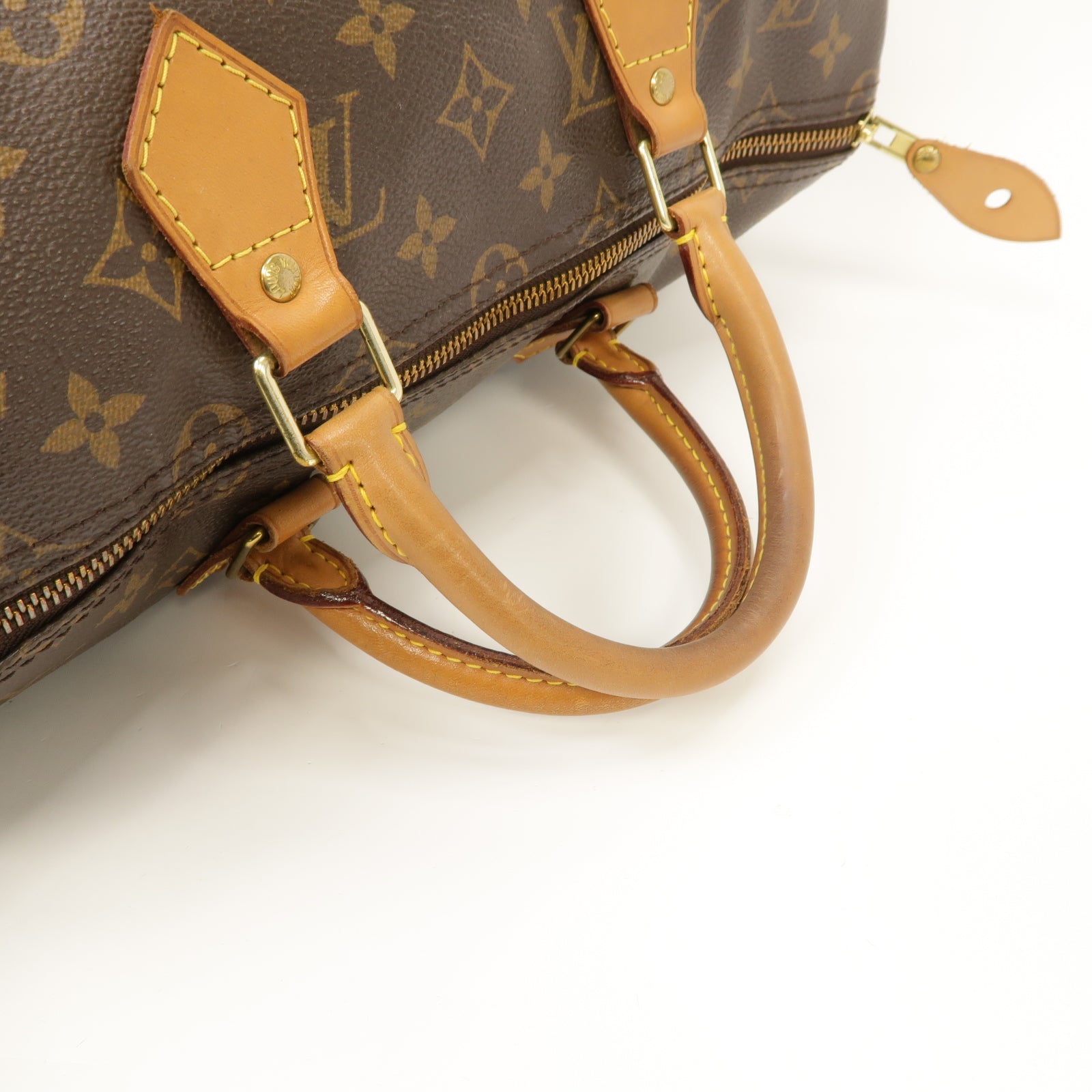 LOUIS VUITTON Monogram Speedy 35金扣手挽袋棕色