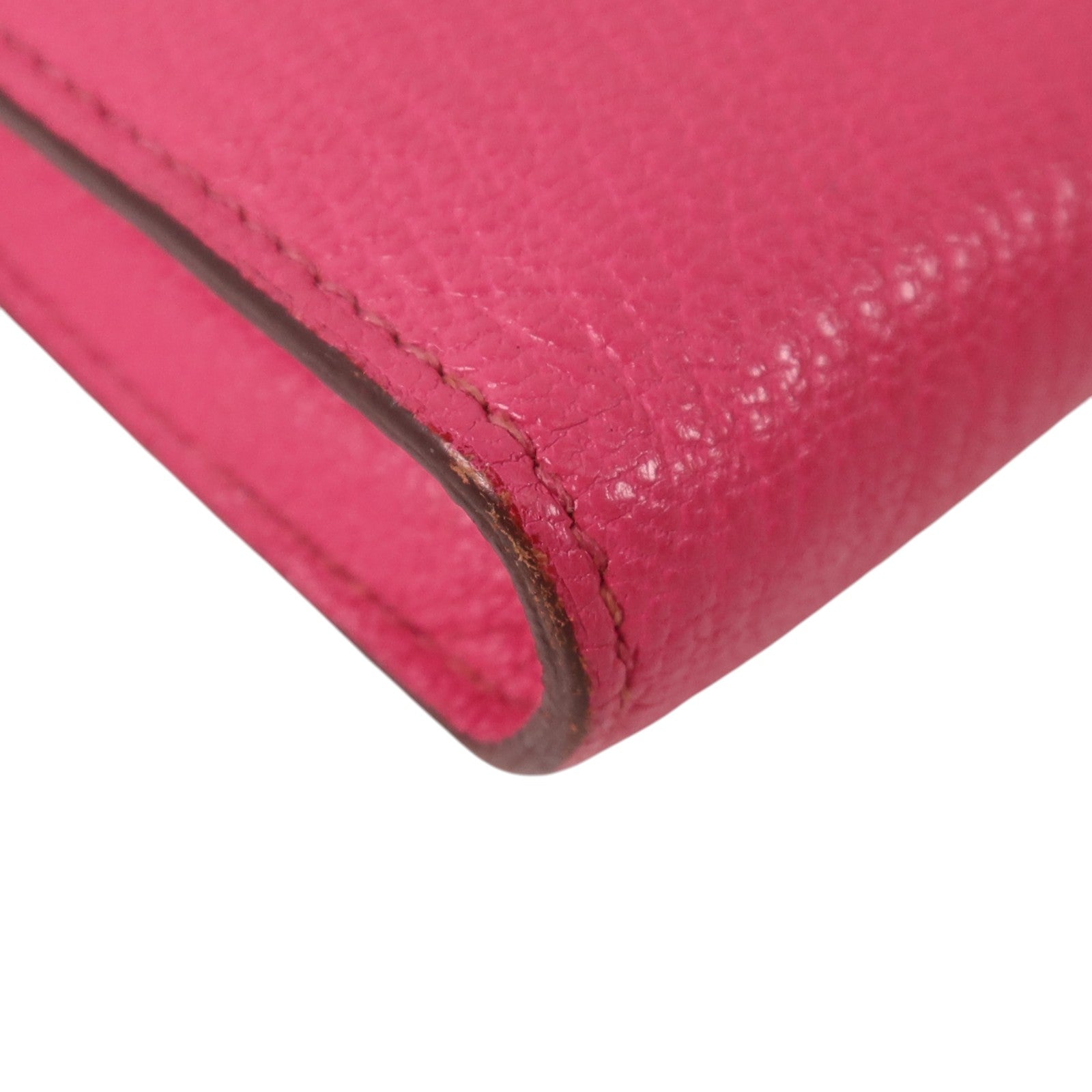 HERMES Chevre皮革Kelly Long Wallet銀扣長錢包Rose Mexico