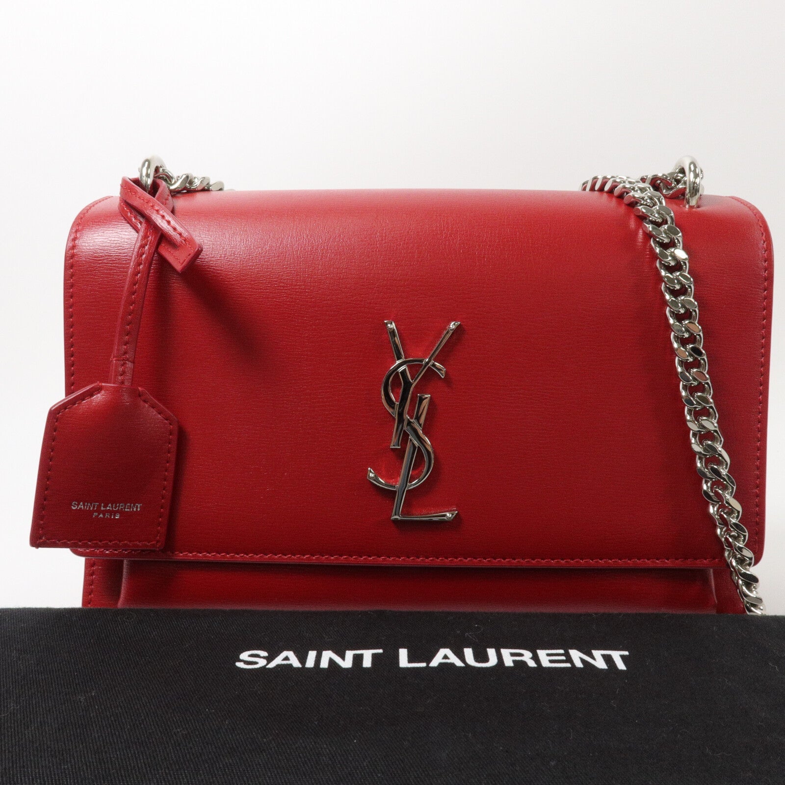 SAINT LAURENT 牛皮皮革Sunset Medium鏈帶肩背袋