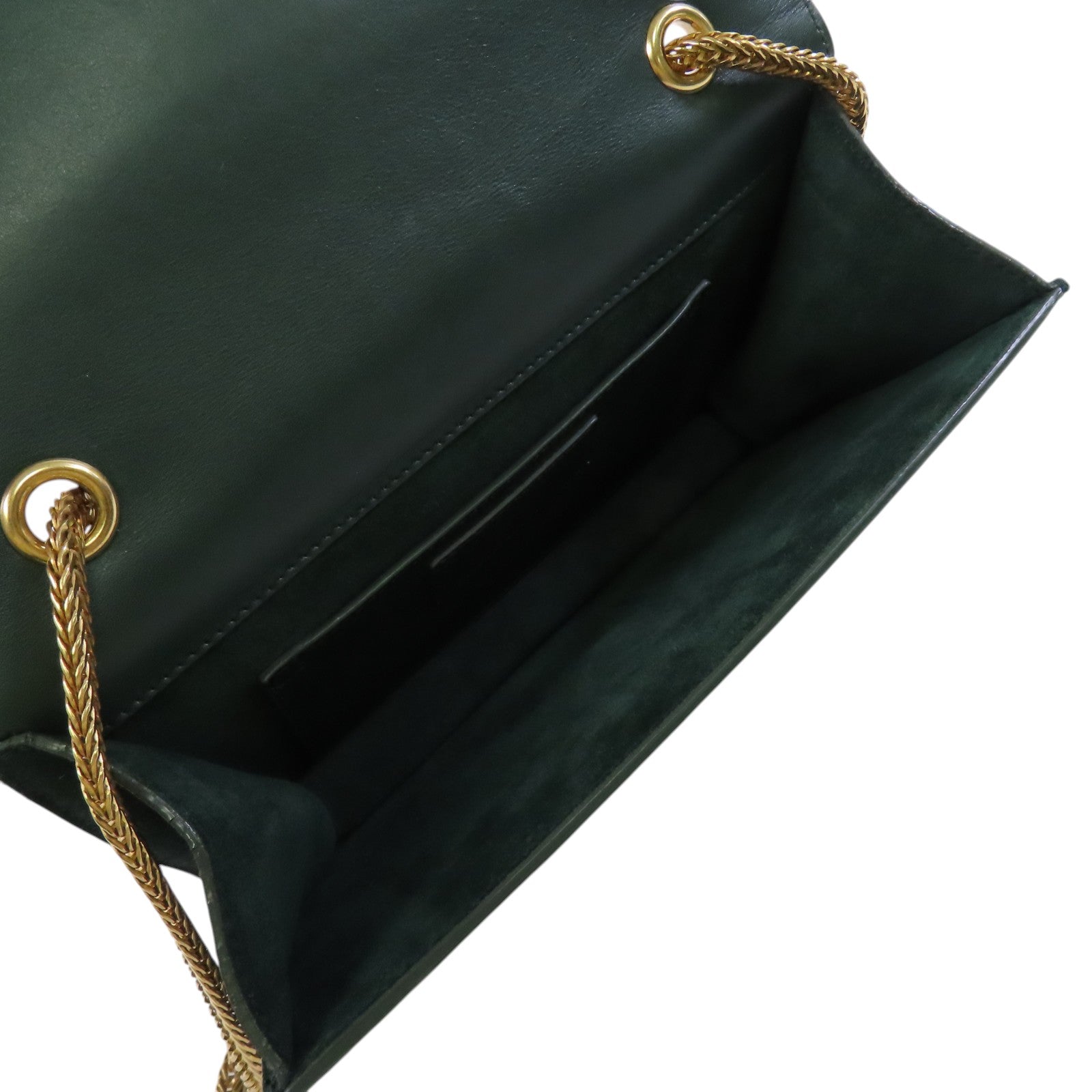 SAINT LAURENT 麂皮皮革Shoulder Bag金扣鏈帶肩背袋