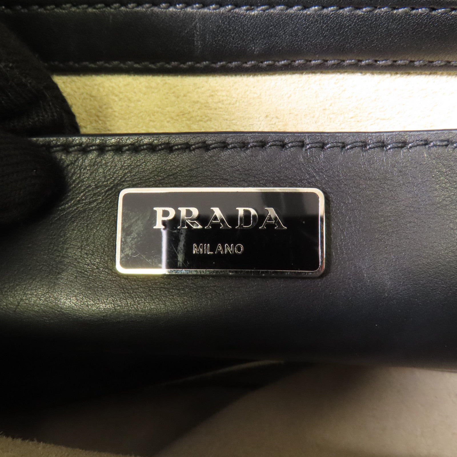 PRADA 牛皮皮革2 Way Shoulder Bag銀扣手挽肩背兩用袋