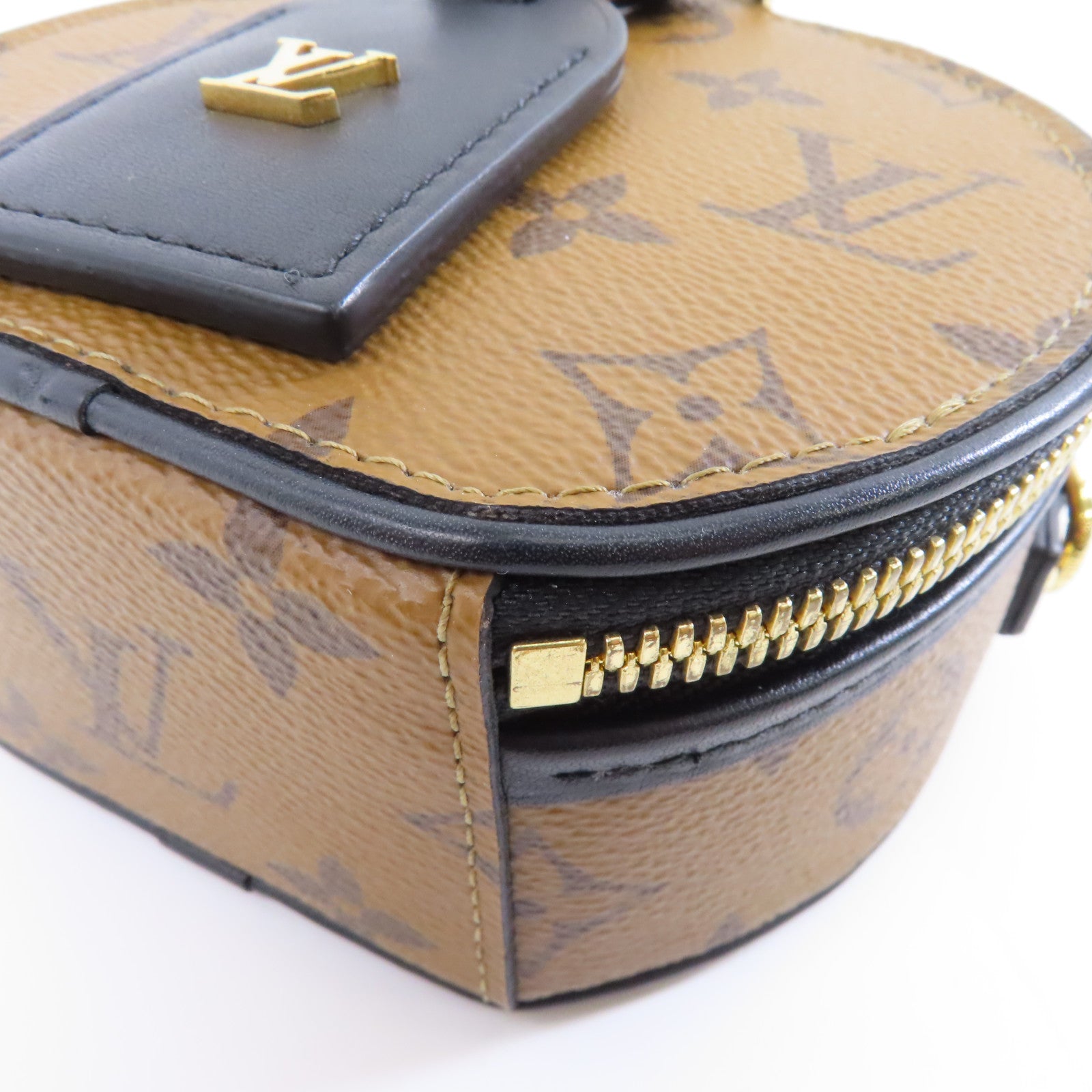 LOUIS VUITTON Monogram Reverse Mini Boite Chapeau金扣手挽肩背兩用袋棕色