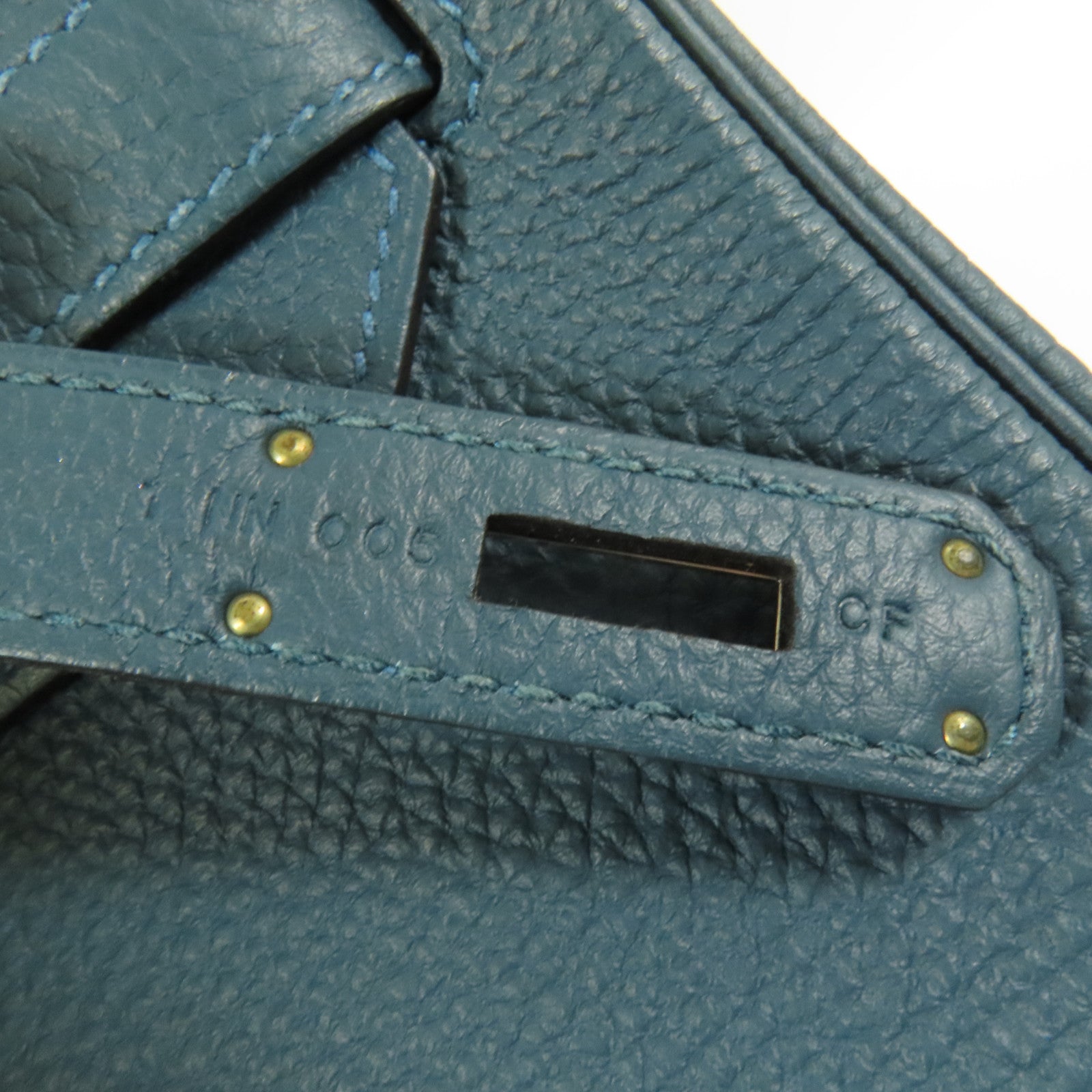 HERMES Clemence皮革Birkin 30銀扣手挽袋Vert Bosphore