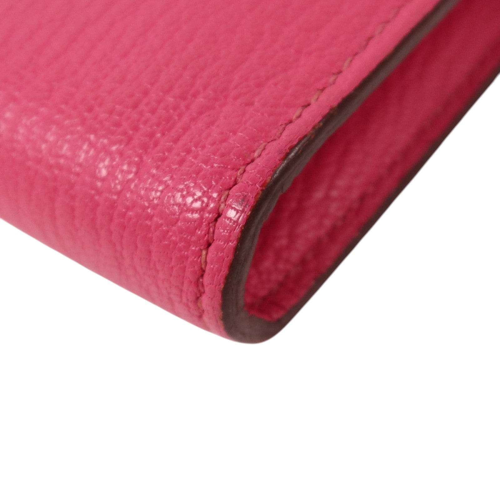 HERMES Chevre皮革Kelly Long Wallet銀扣長錢包Rose Mexico
