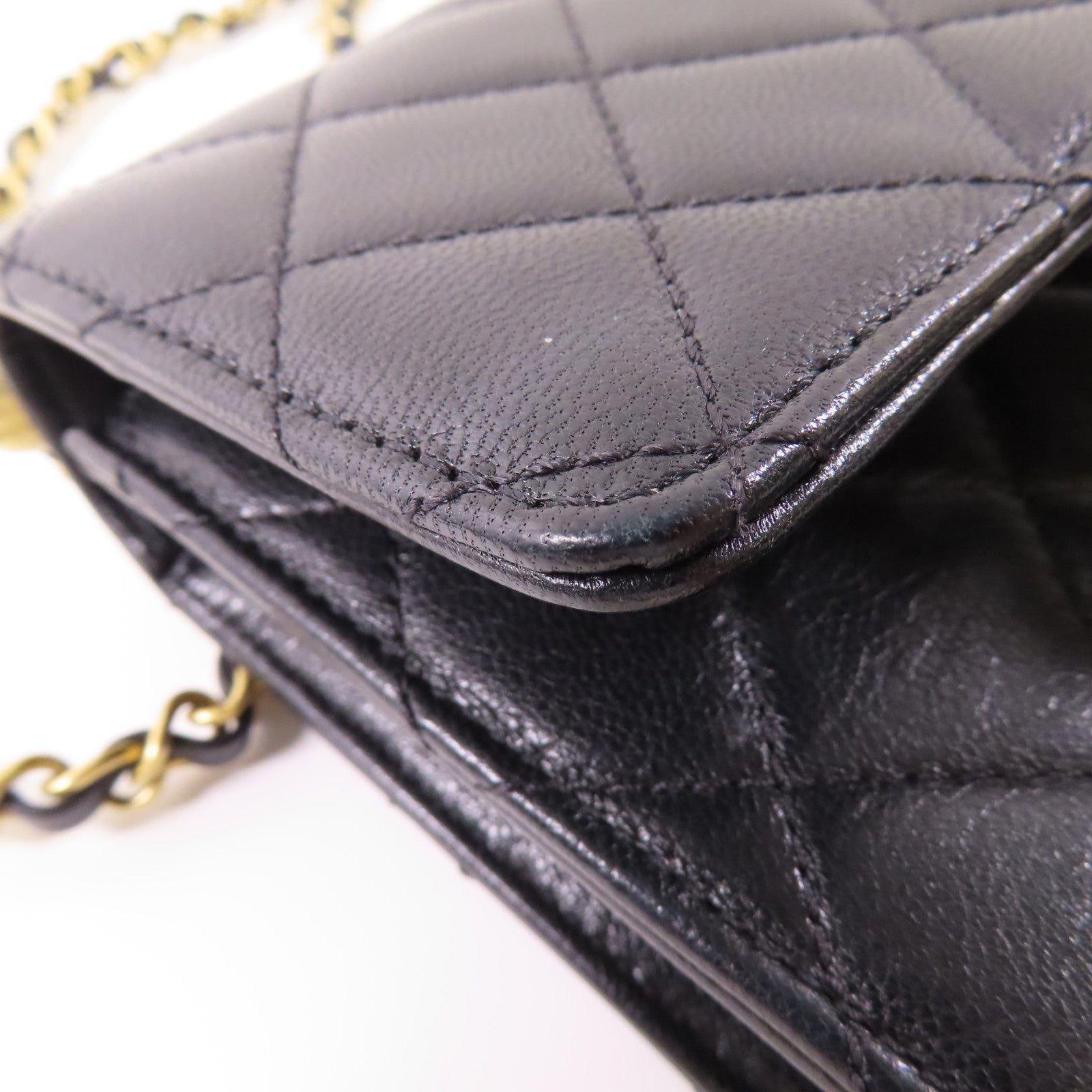 CHANEL 羊皮皮革Chain Shoulder Bag金扣鏈帶肩背袋