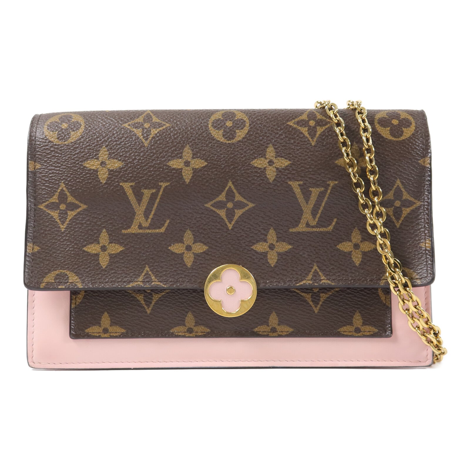 LOUIS VUITTON Monogram Flore Chain Wallet鏈帶肩背袋
