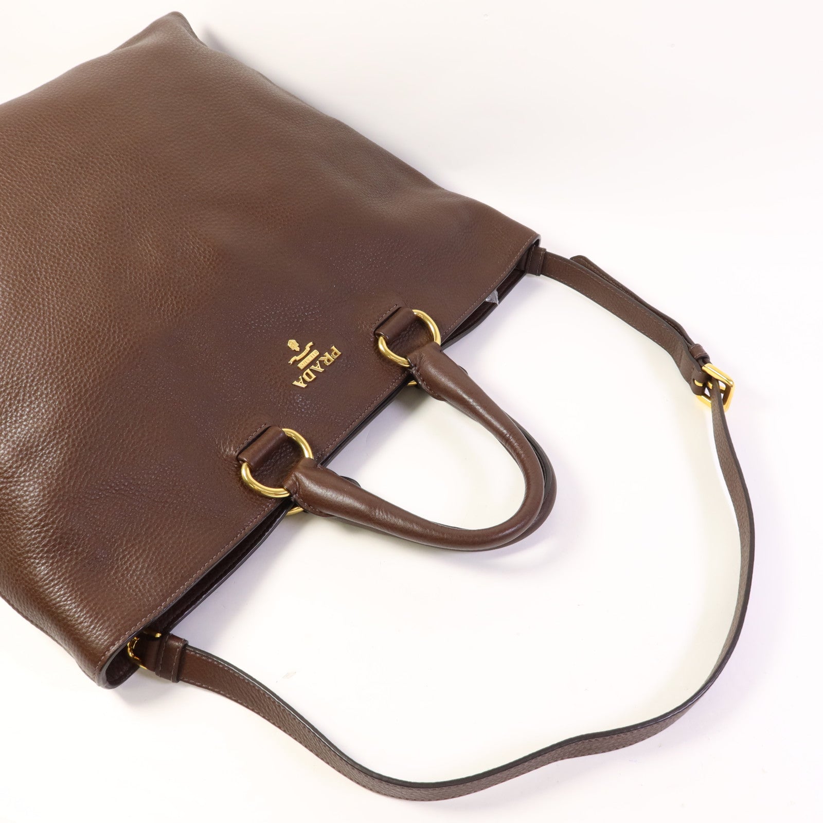 PRADA 牛皮皮革2 way Shoulder金扣手挽肩背兩用袋