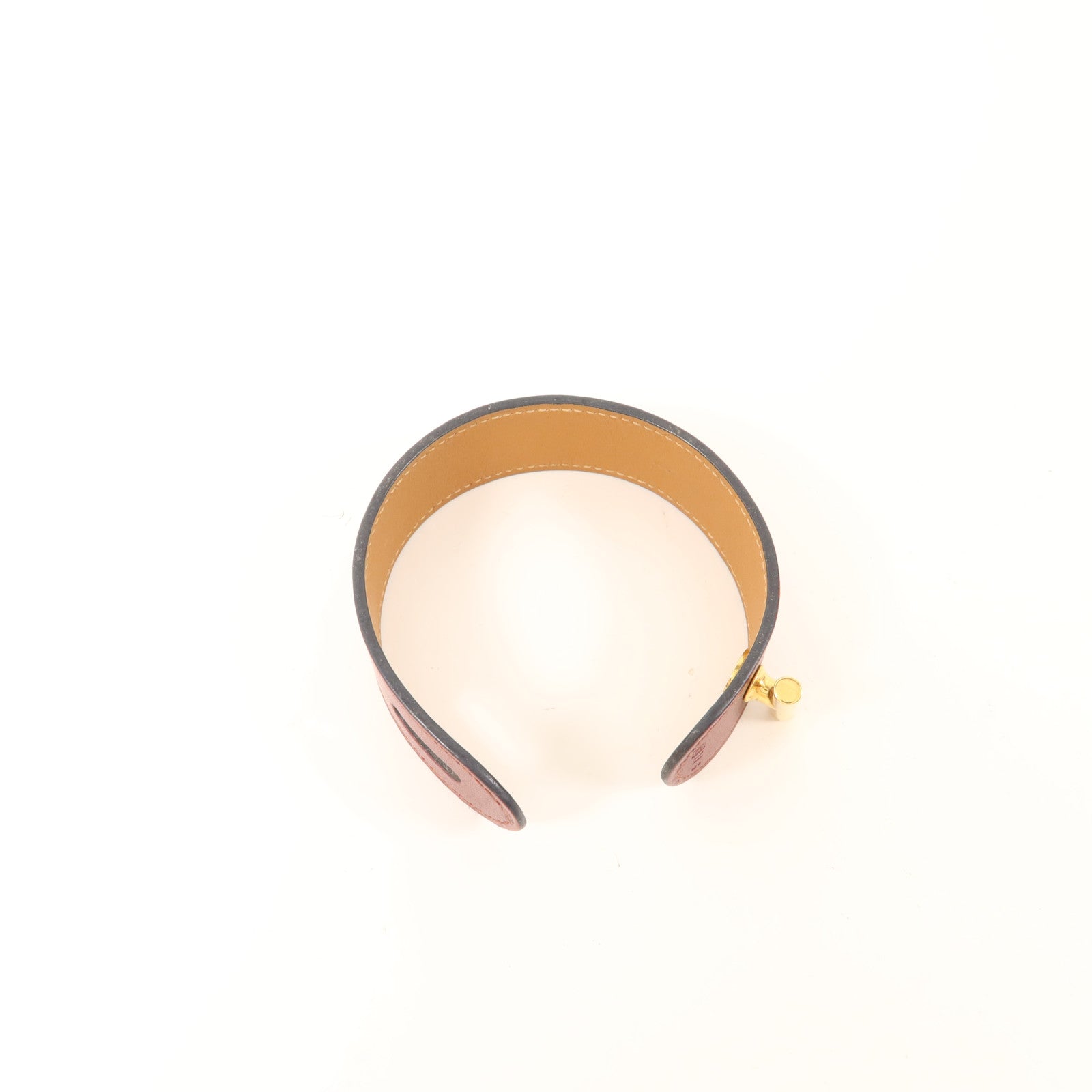 HERMES 【激減優惠】Tadelakt皮革Cuir Hydra Bracelet金扣手鐲Rouge H