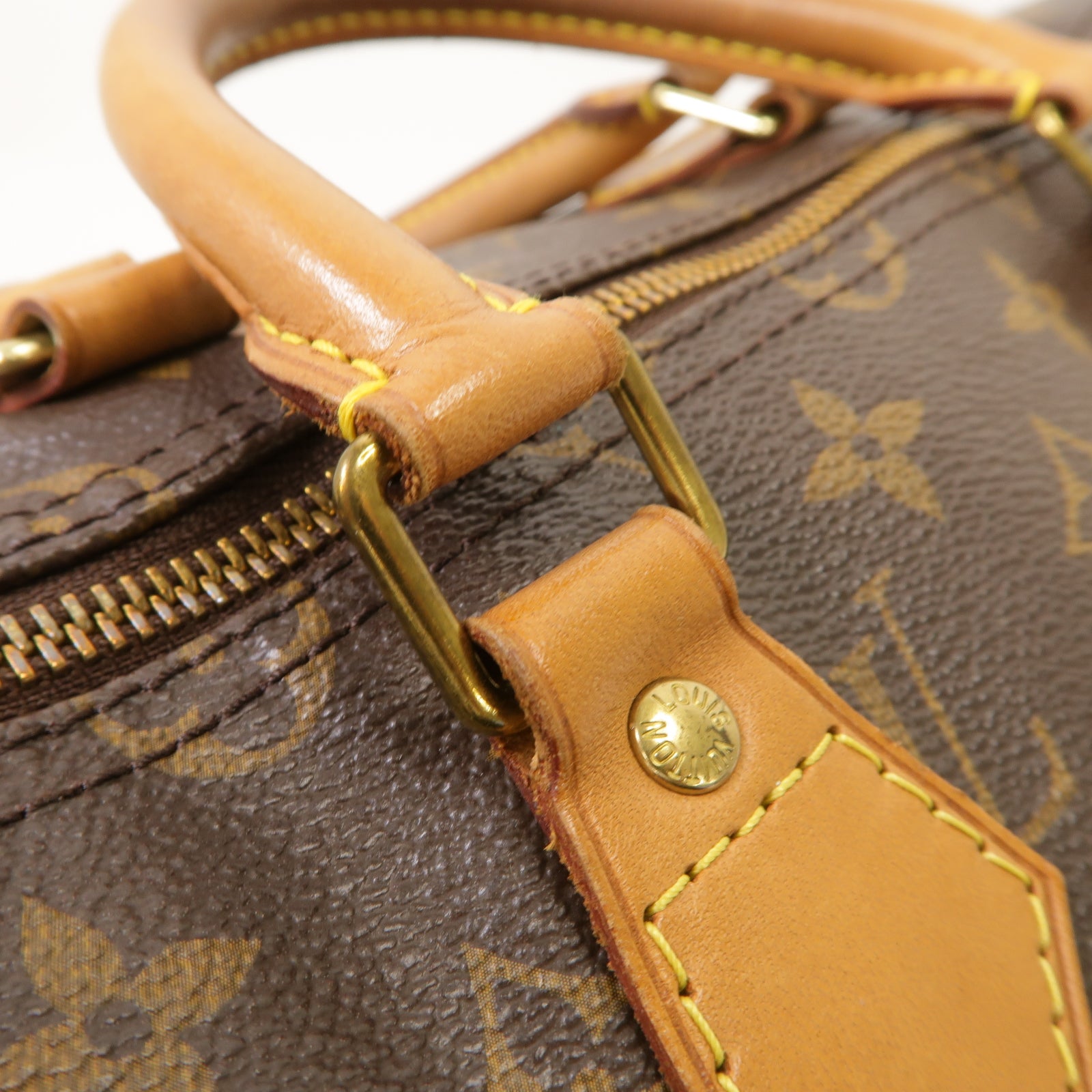 LOUIS VUITTON Monogram Speedy 35金扣手挽袋棕色