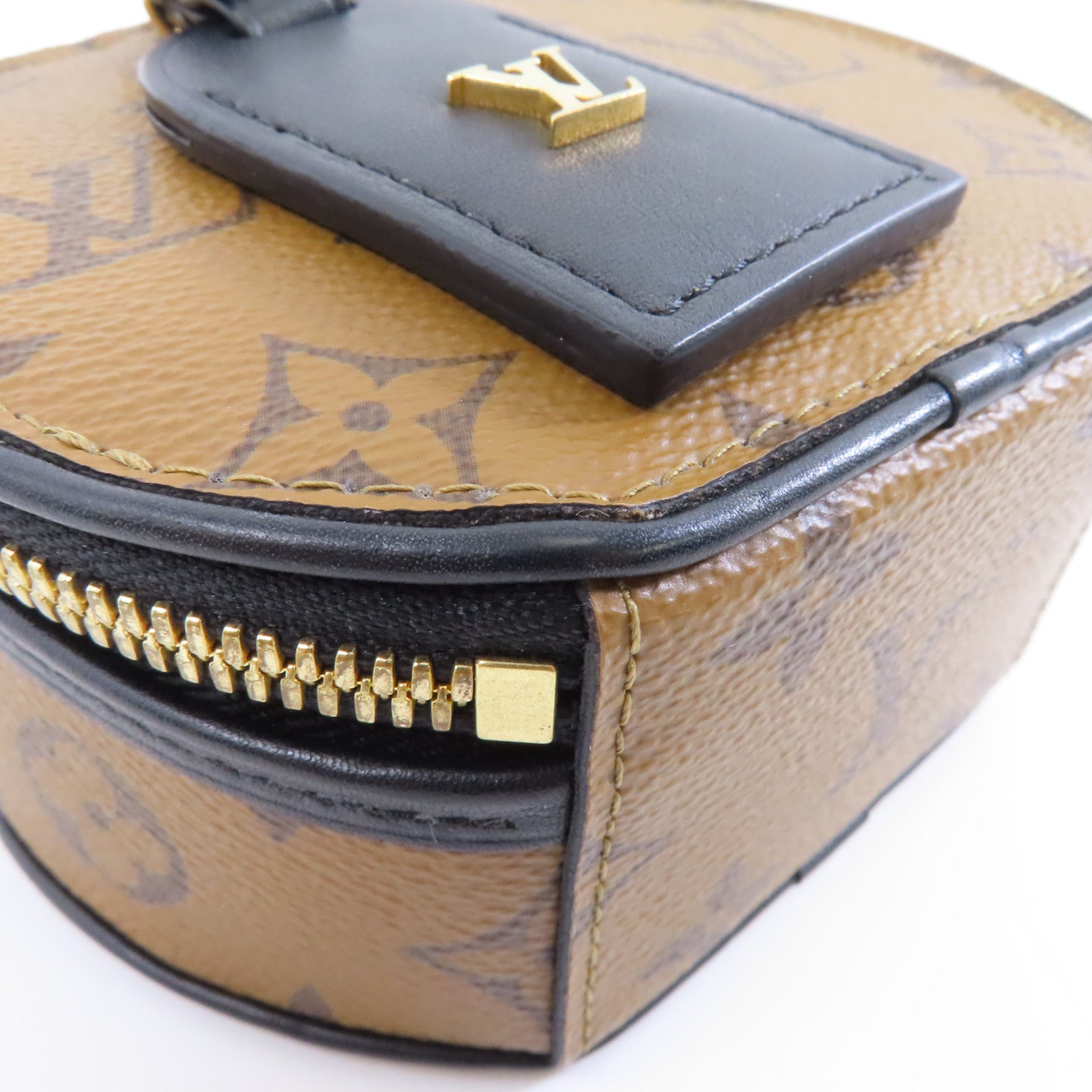 LOUIS VUITTON Monogram Reverse Mini Boite Chapeau金扣手挽肩背兩用袋棕色