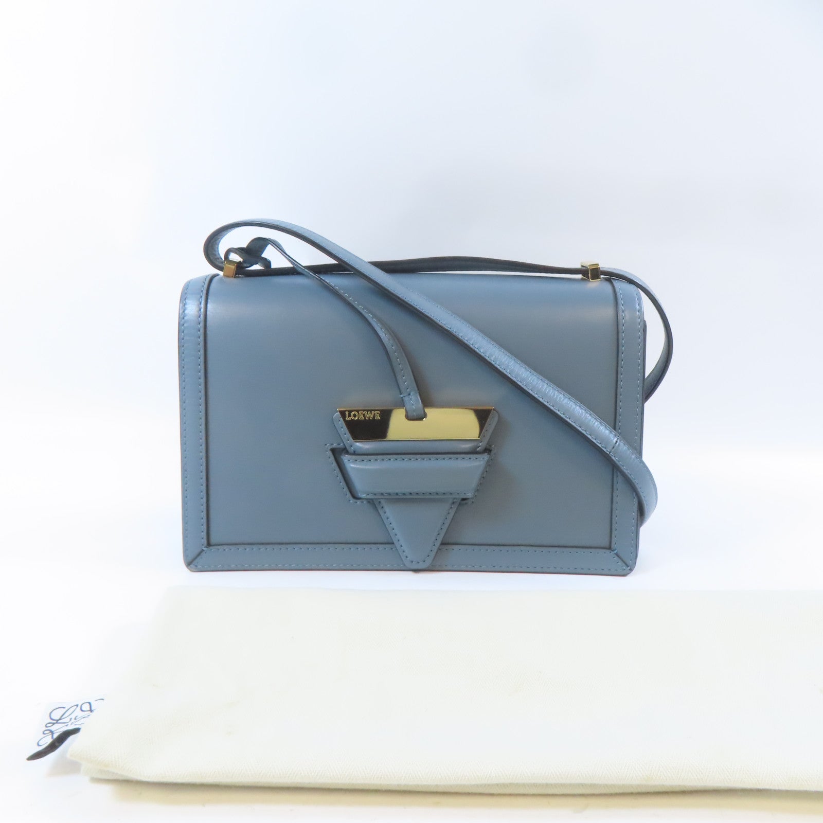 LOEWE 牛皮皮革Barcelona金扣肩背袋藍色