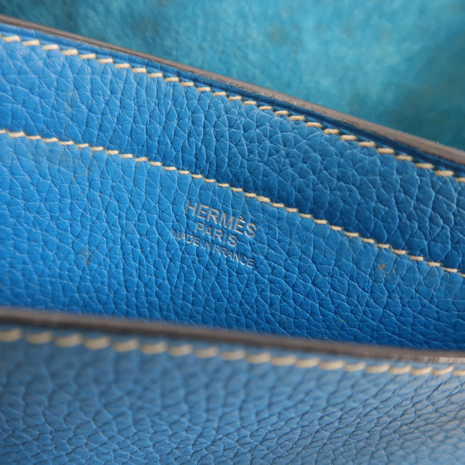HERMES 【激減優惠】Clemence皮革Cabasellier 31肩背袋Blue Frida