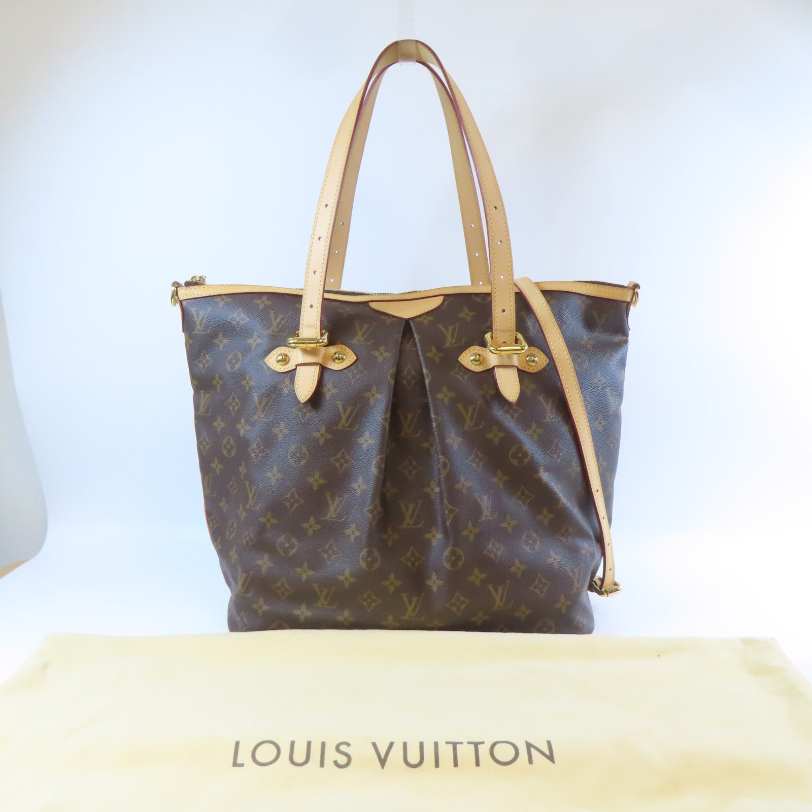 LOUIS VUITTON Monogram Palermo GM 2 Way Shoulder Bag金扣手挽肩背兩用袋啡色