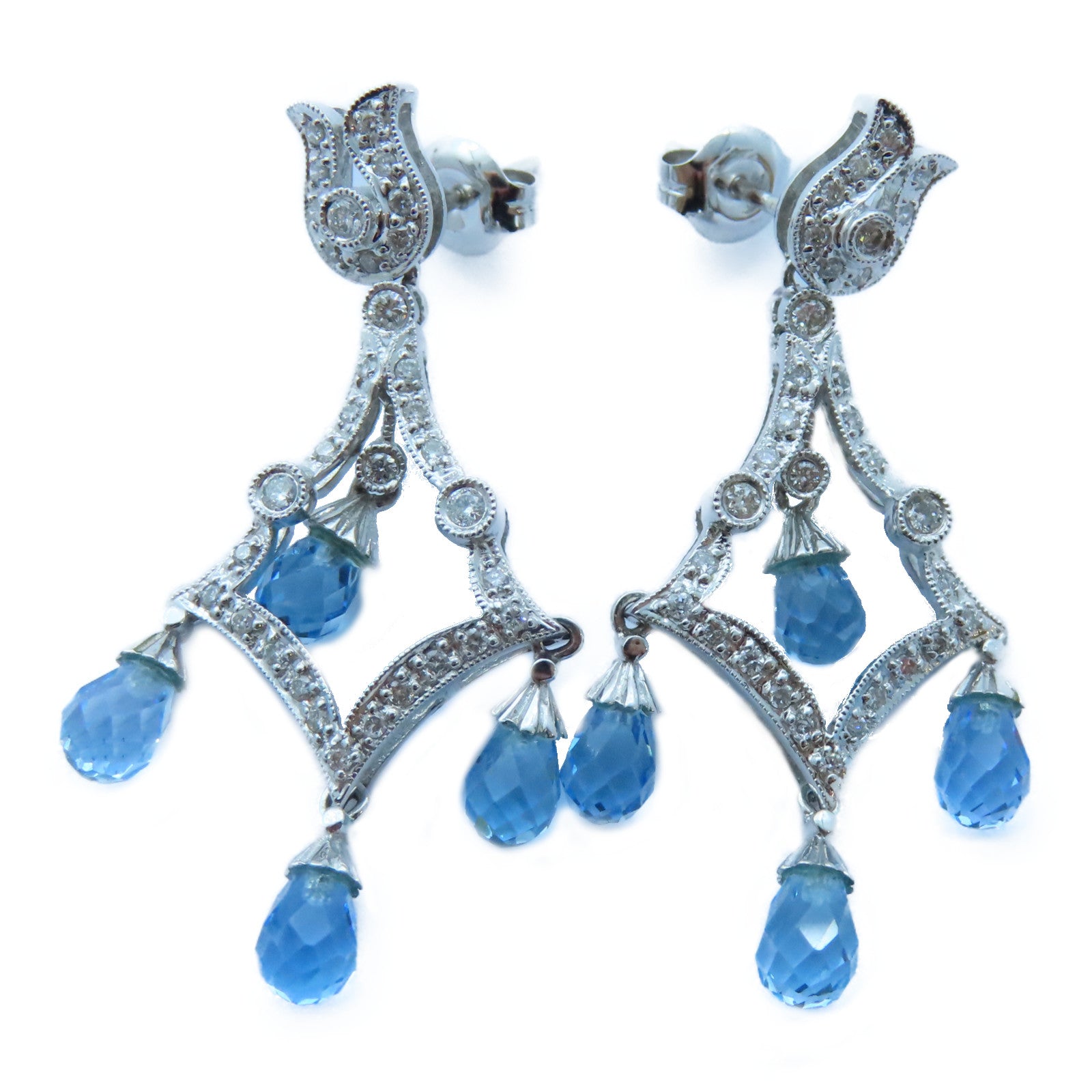JEWELRY 【激減優惠】18K白金Topaz/Diamond Earrings 2.73ct黃玉石/0.23ct鑽石耳環